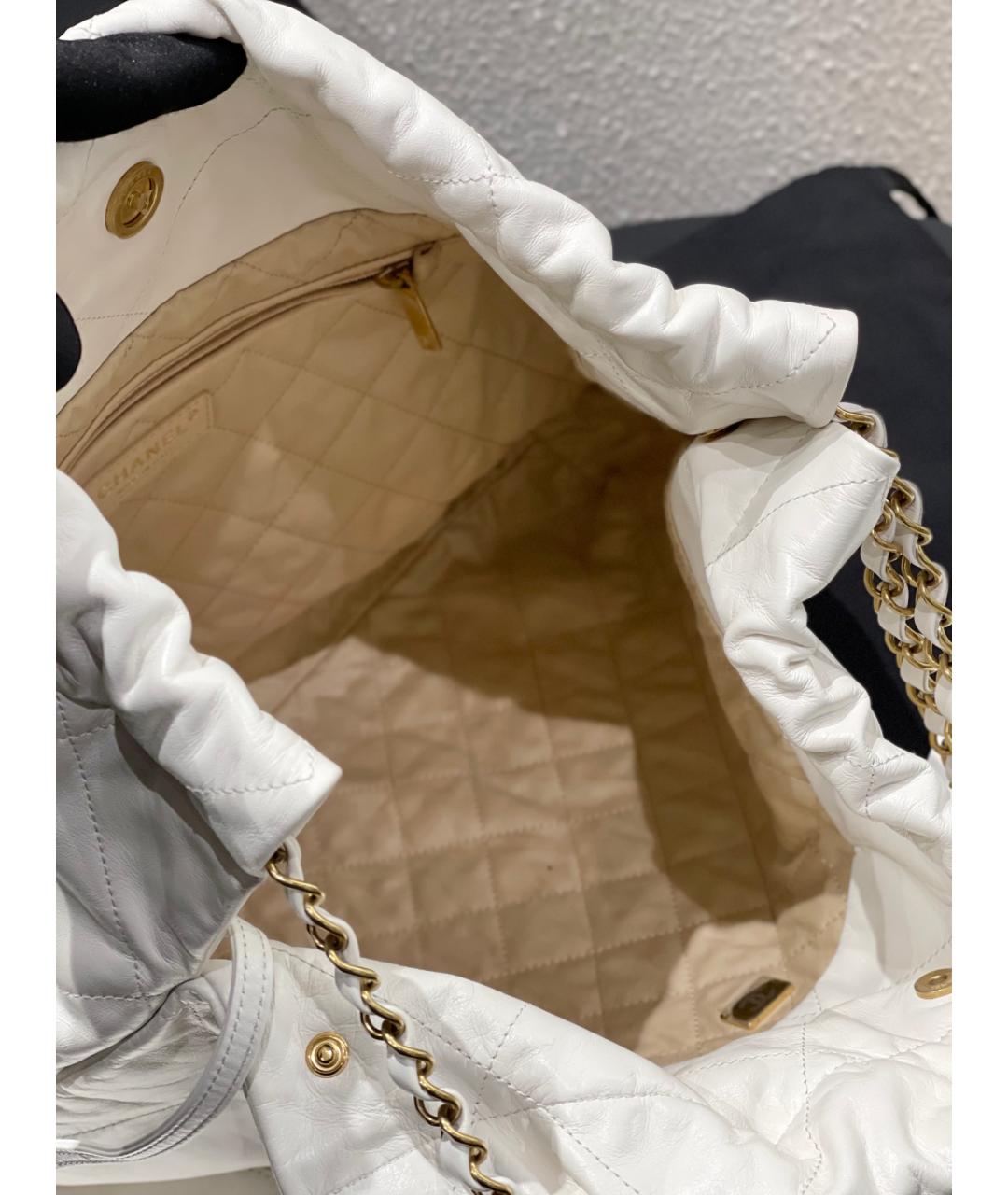 CHANEL PRE-OWNED Белая кожаная сумка через плечо, фото 9