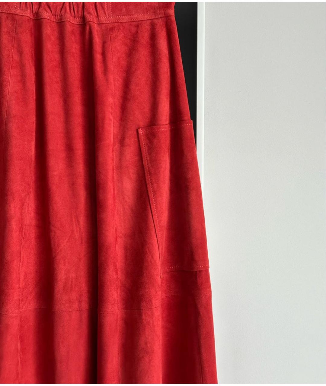 LOULOU STUDIO Бордовая замшевая юбка миди, фото 5
