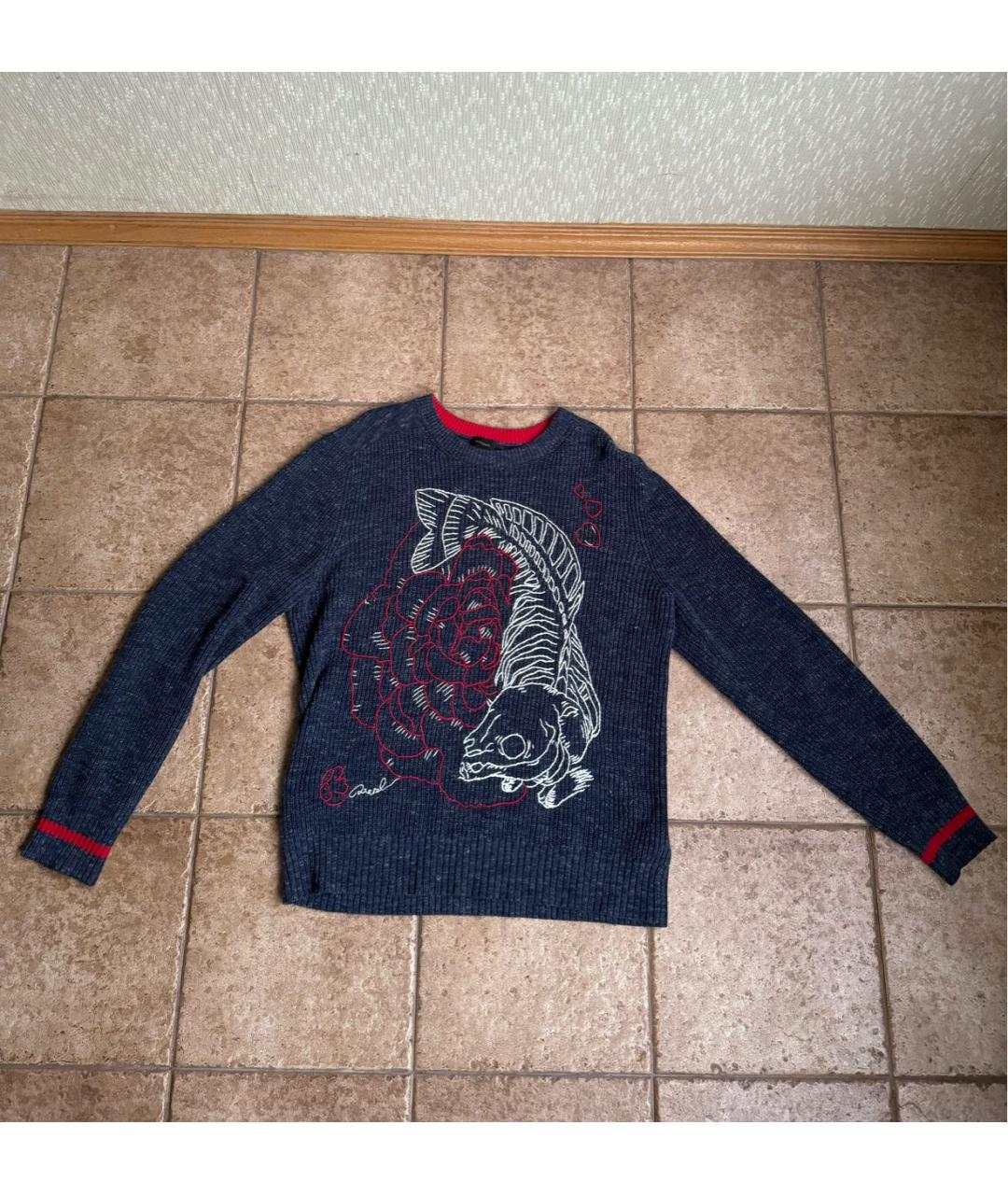 DIESEL Темно-синий хлопковый джемпер / свитер, фото 7
