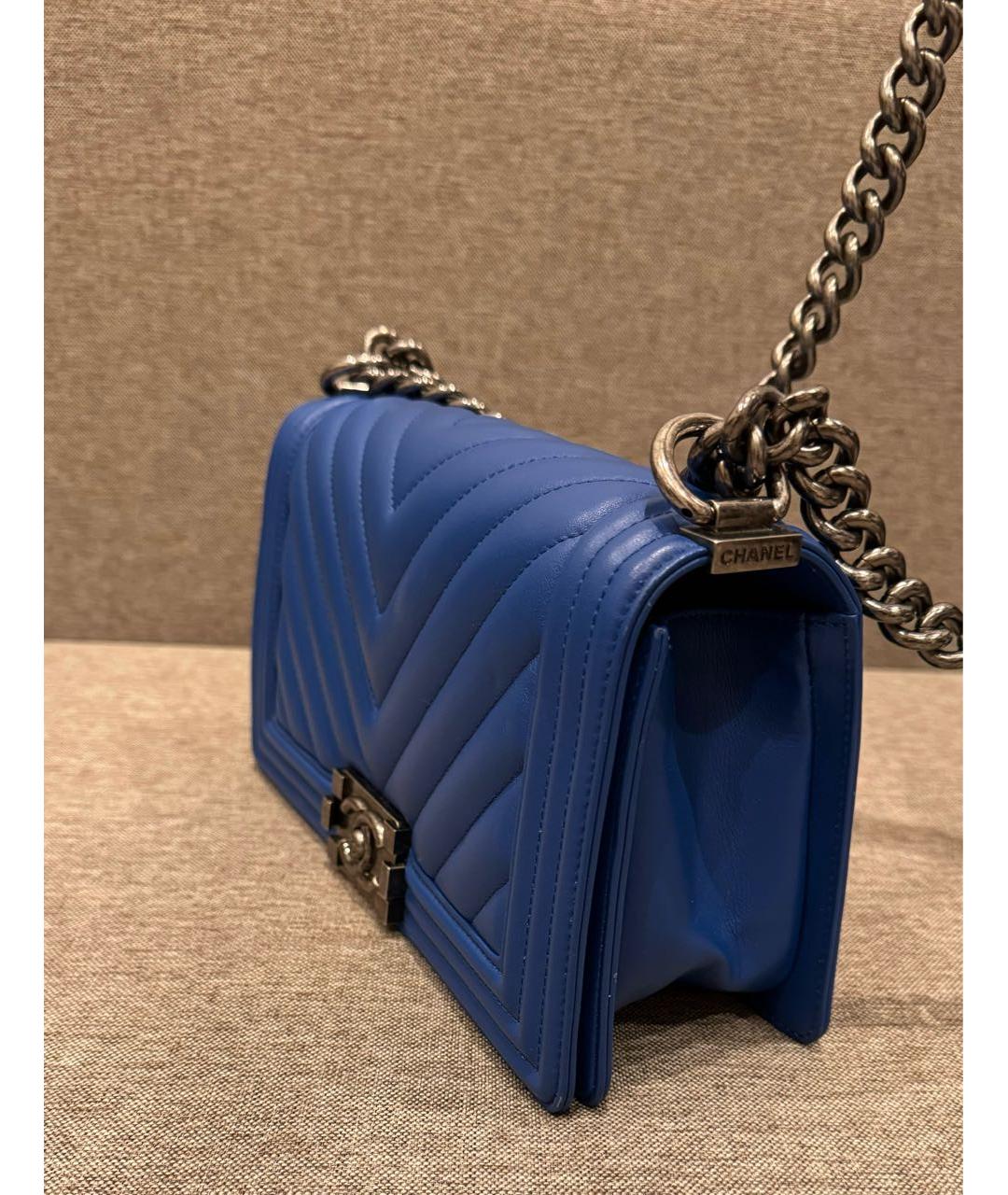 CHANEL PRE-OWNED Синяя кожаная сумка через плечо, фото 2