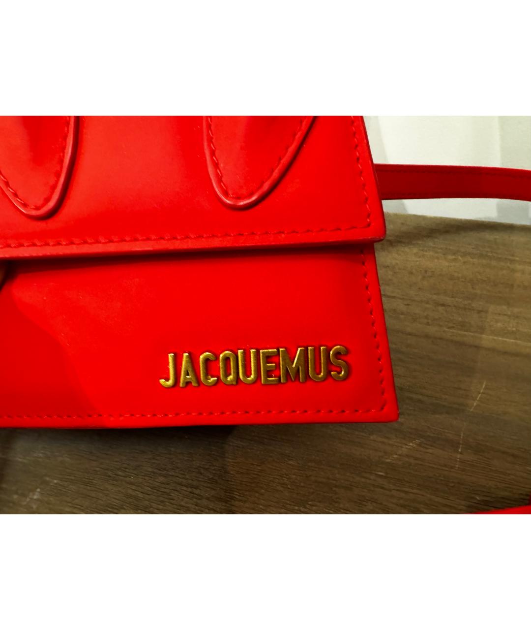 JACQUEMUS Красная кожаная сумка с короткими ручками, фото 3