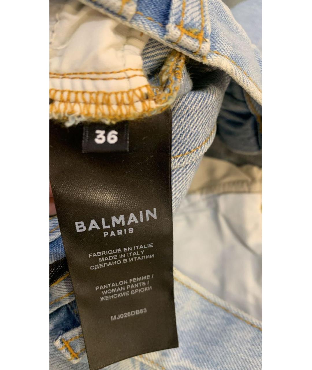 BALMAIN Голубые хлопковые джинсы клеш, фото 4