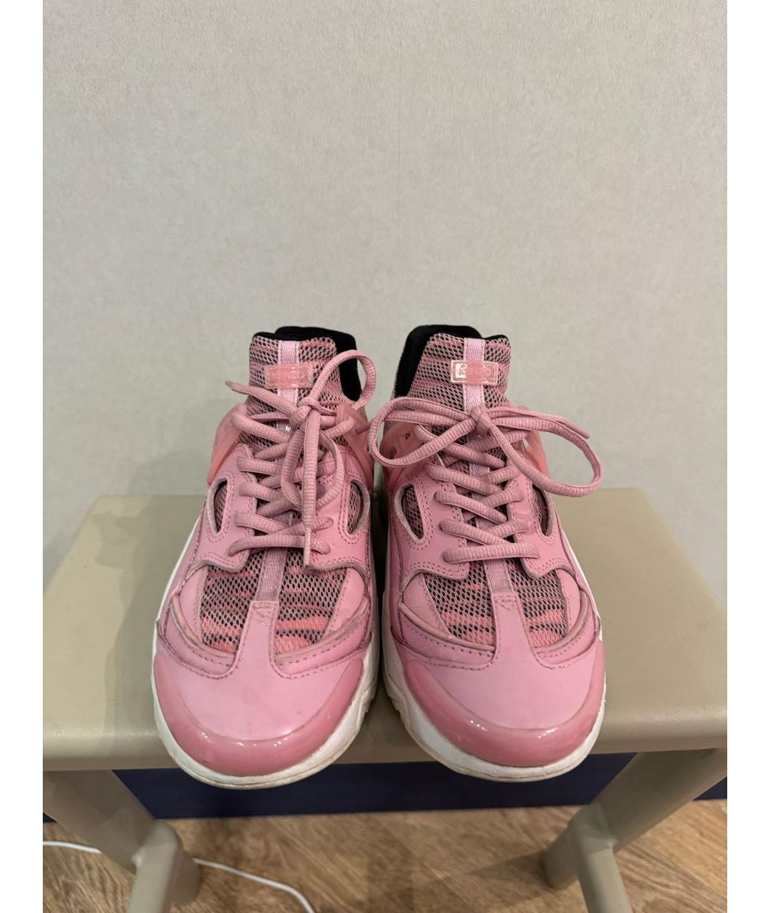 KENZO Розовые кожаные кроссовки, фото 3