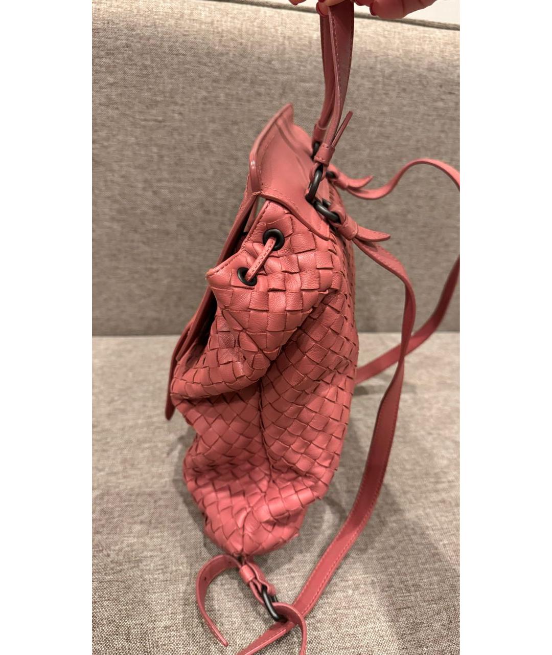 BOTTEGA VENETA Коралловый кожаный рюкзак, фото 2