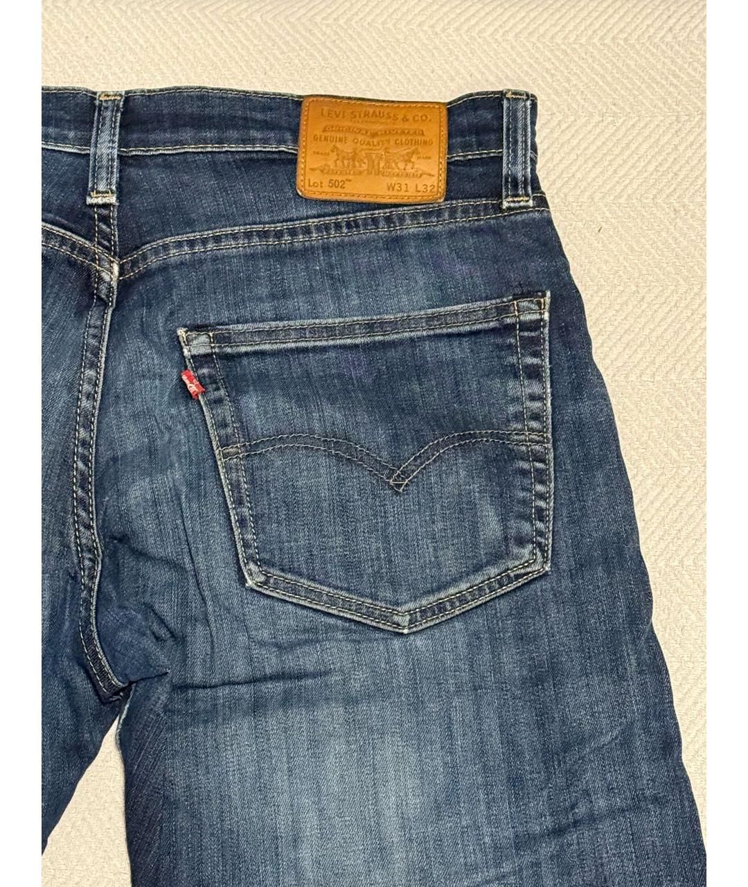 LEVI'S Темно-синие хлопковые прямые джинсы, фото 4