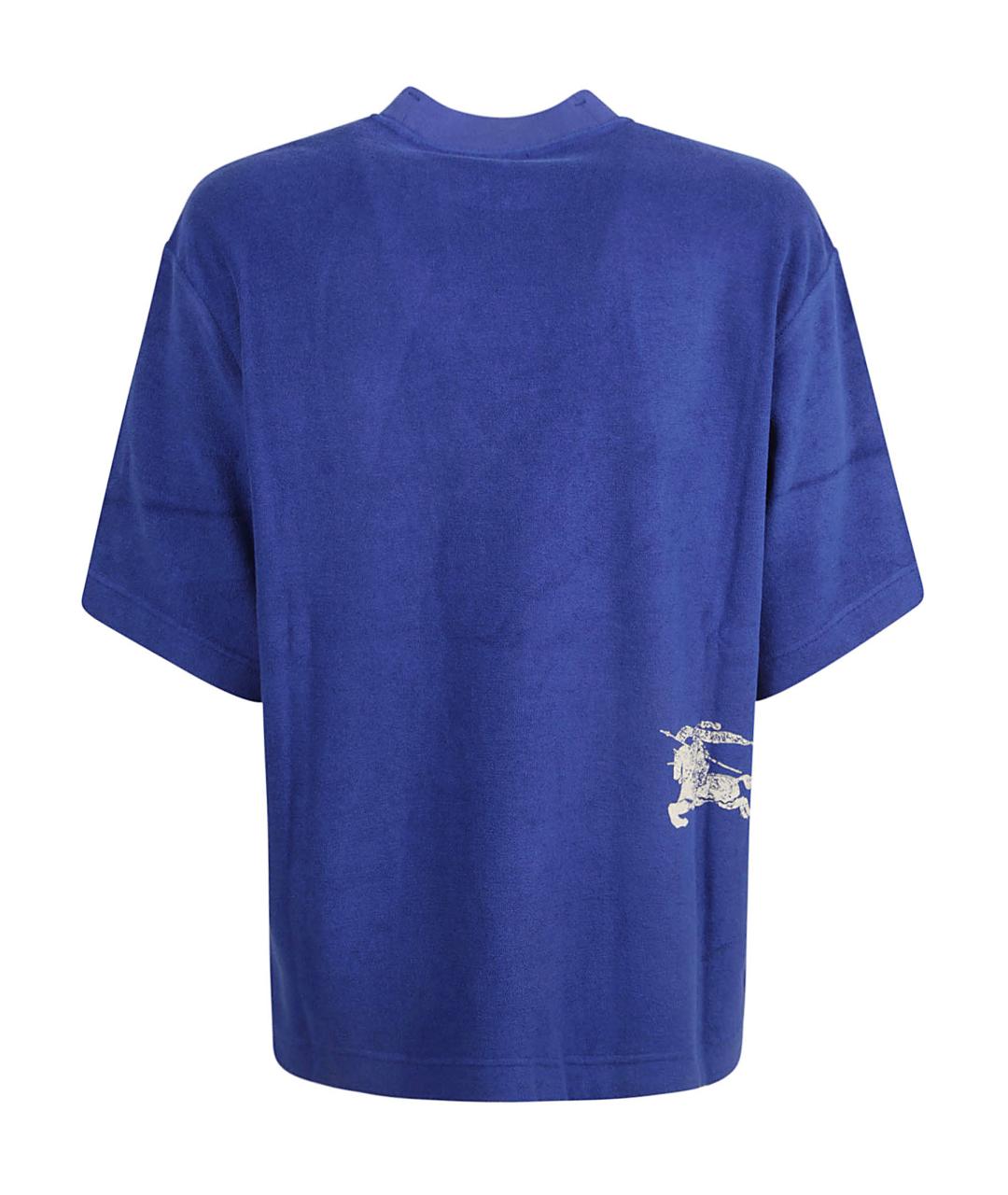 BURBERRY Синяя хлопковая футболка, фото 3