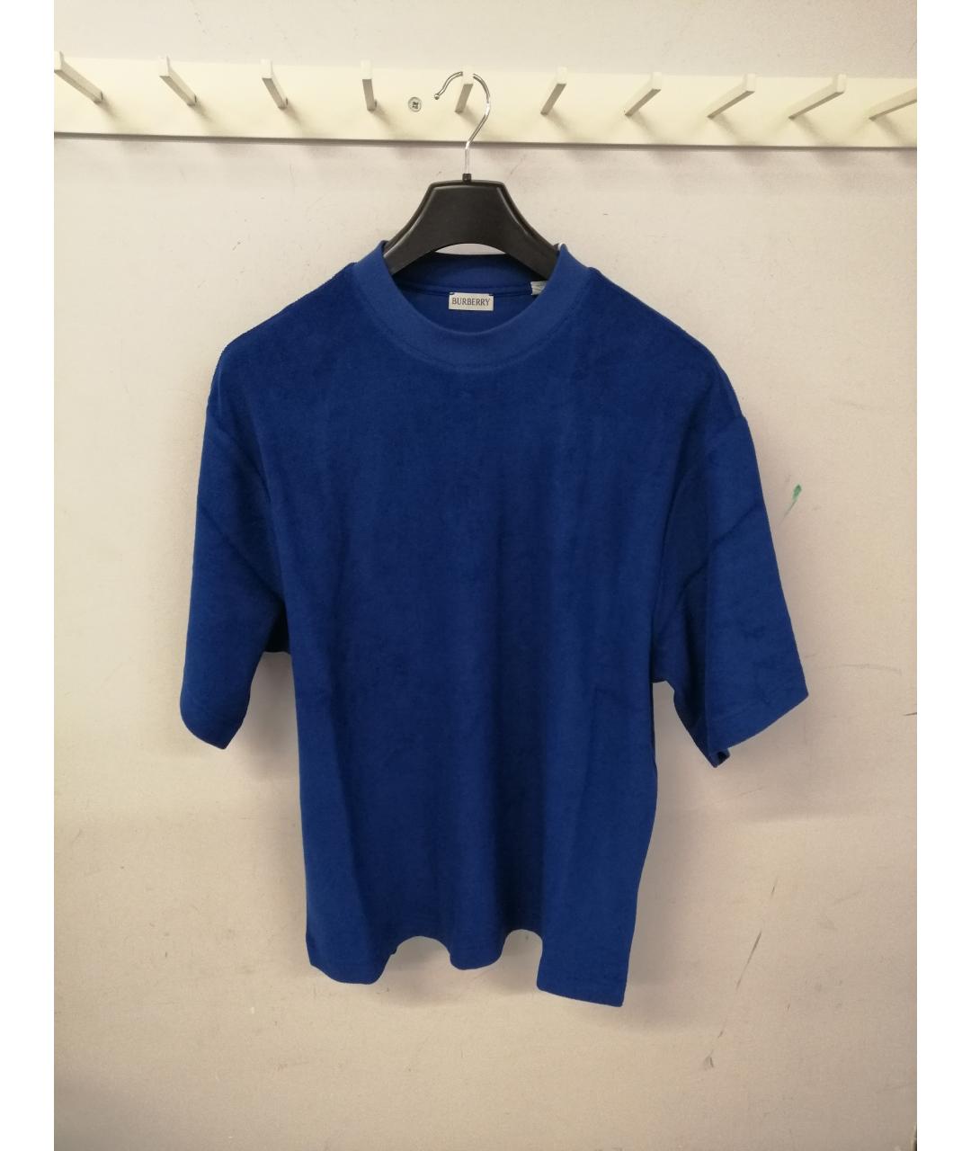 BURBERRY Синяя хлопковая футболка, фото 2