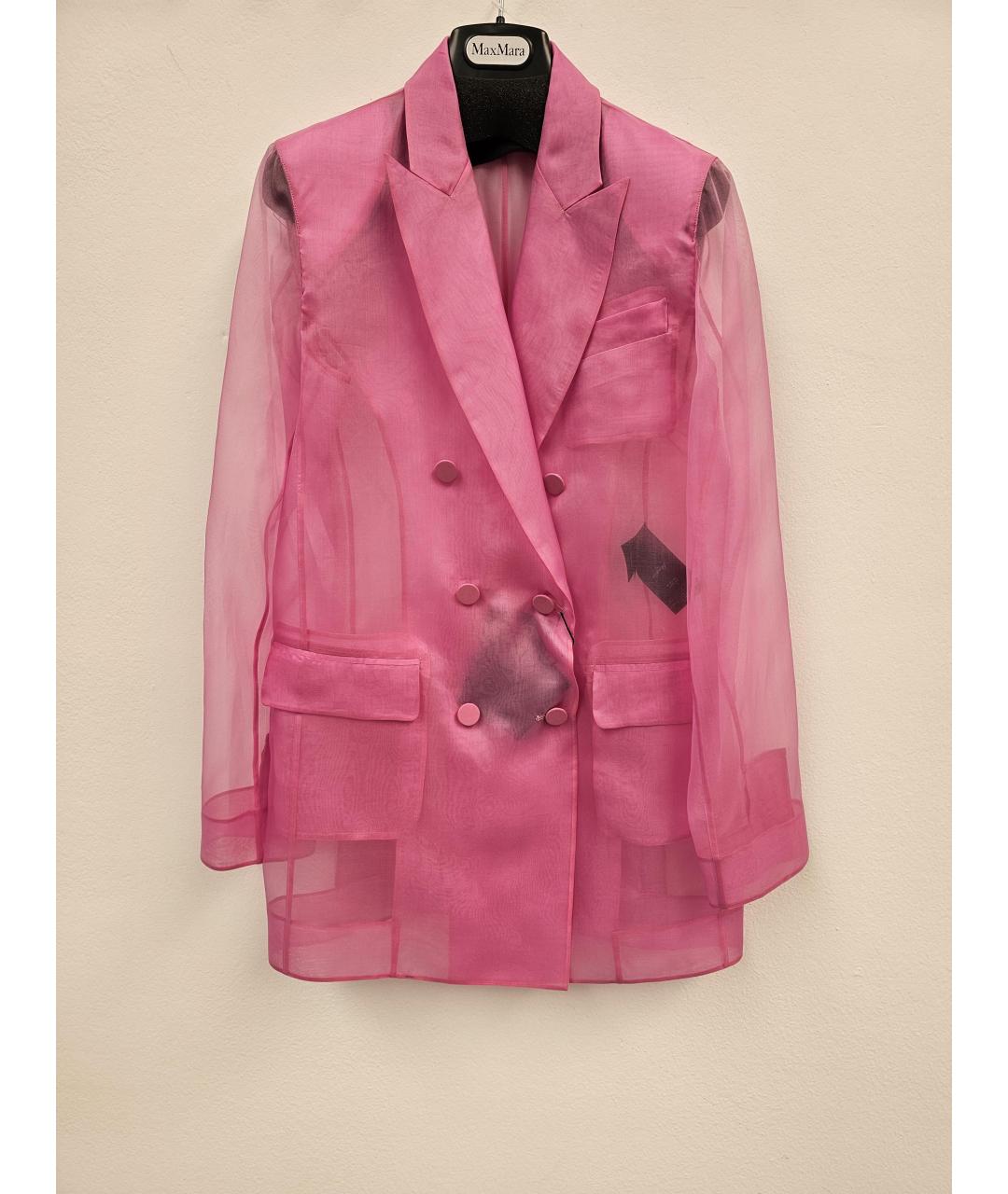 MAX MARA Розовый шелковый жакет/пиджак, фото 2
