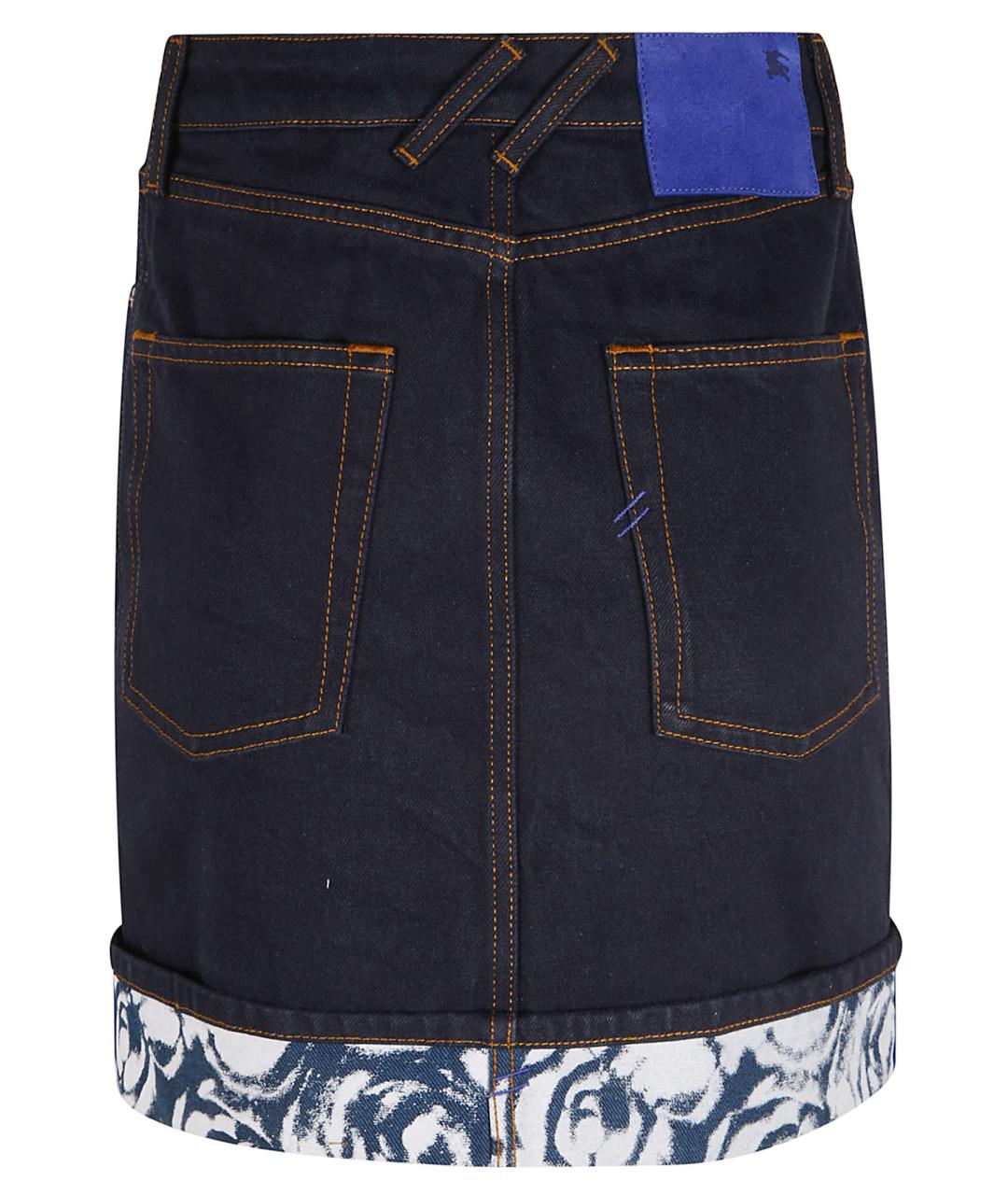 BURBERRY Синяя хлопковая юбка мини, фото 3