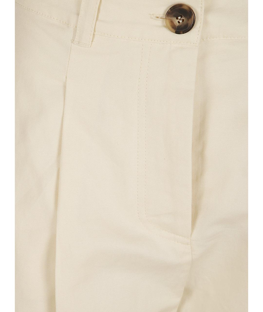 WEEKEND MAX MARA Белые хлопковые прямые брюки, фото 3