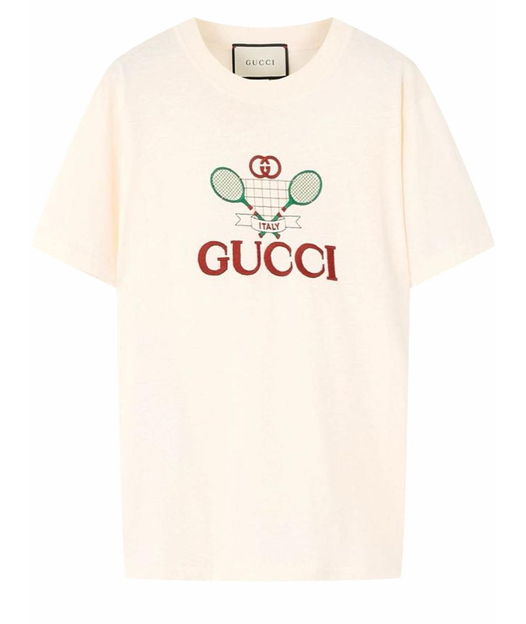 GUCCI Белая хлопковая футболка, фото 1