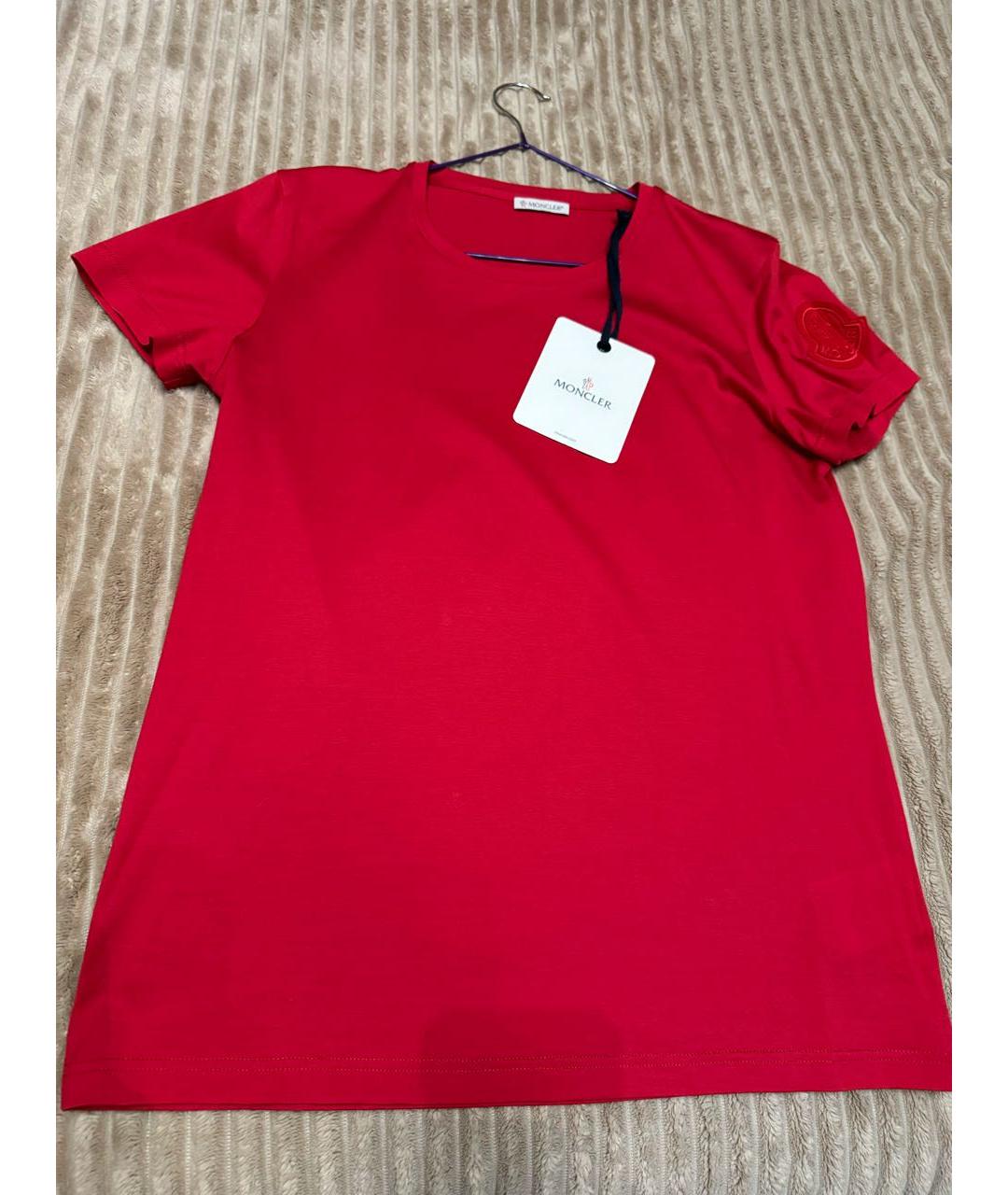 MONCLER Красная хлопковая футболка, фото 9
