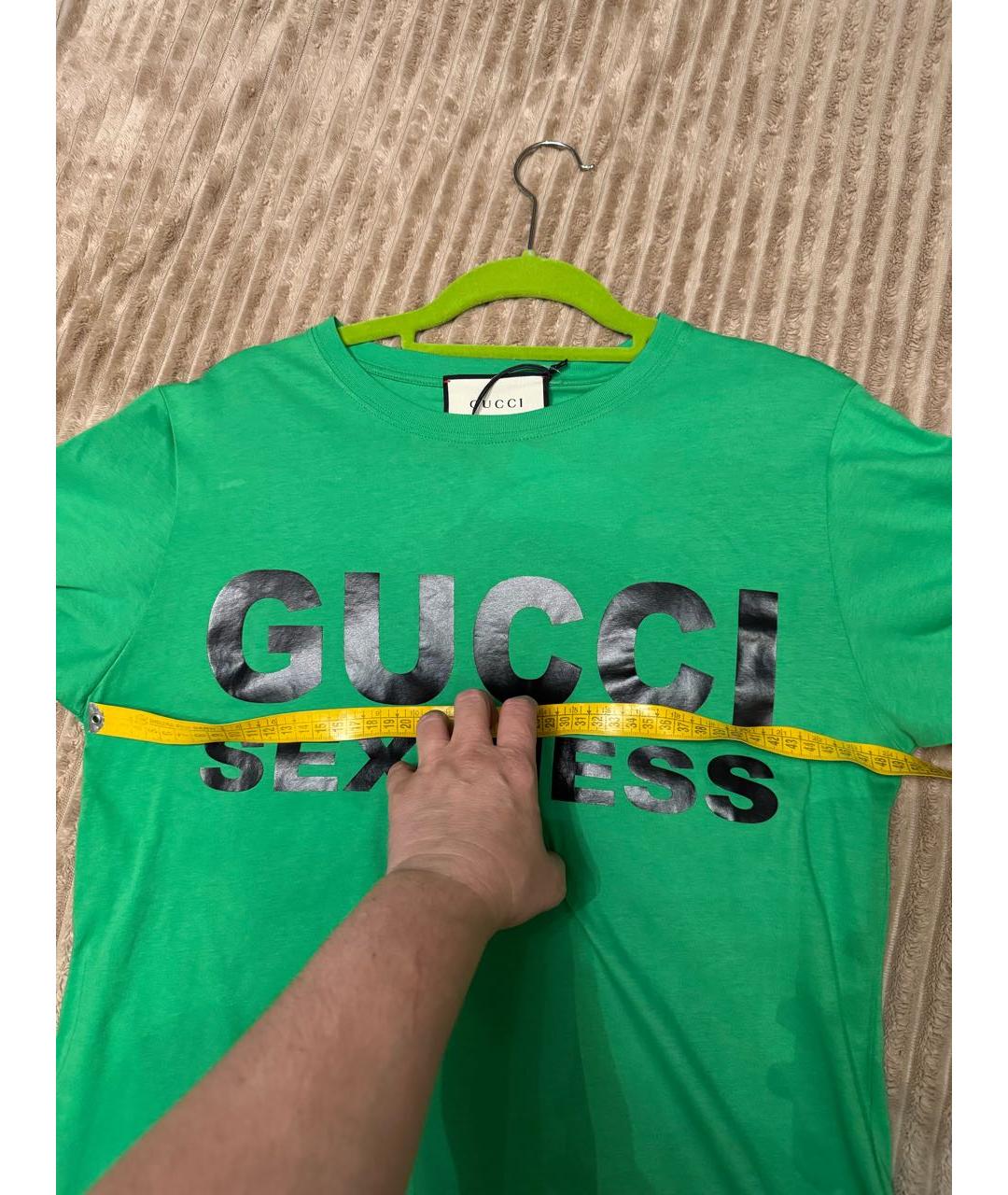GUCCI Зеленая хлопковая футболка, фото 5