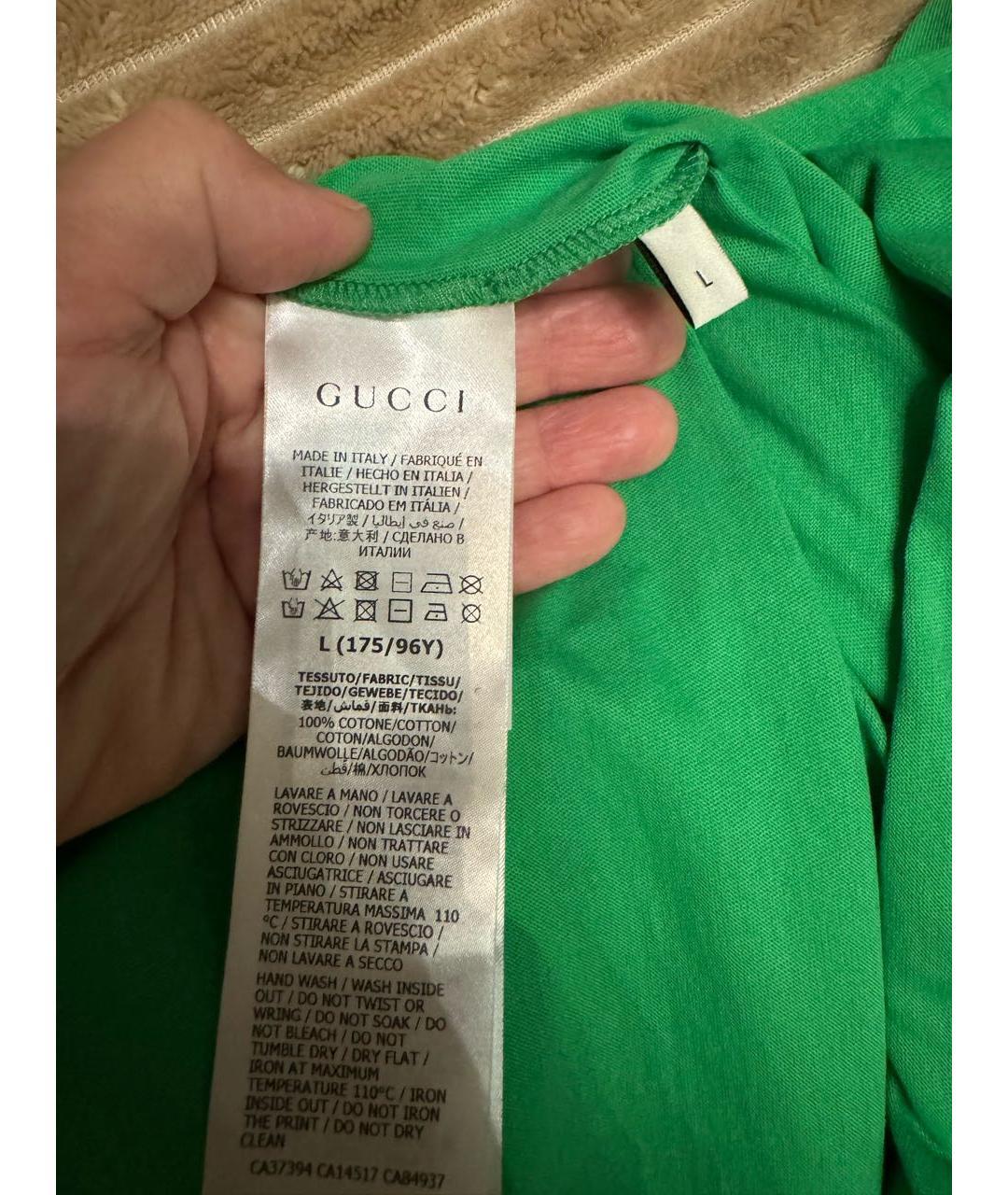 GUCCI Зеленая хлопковая футболка, фото 4