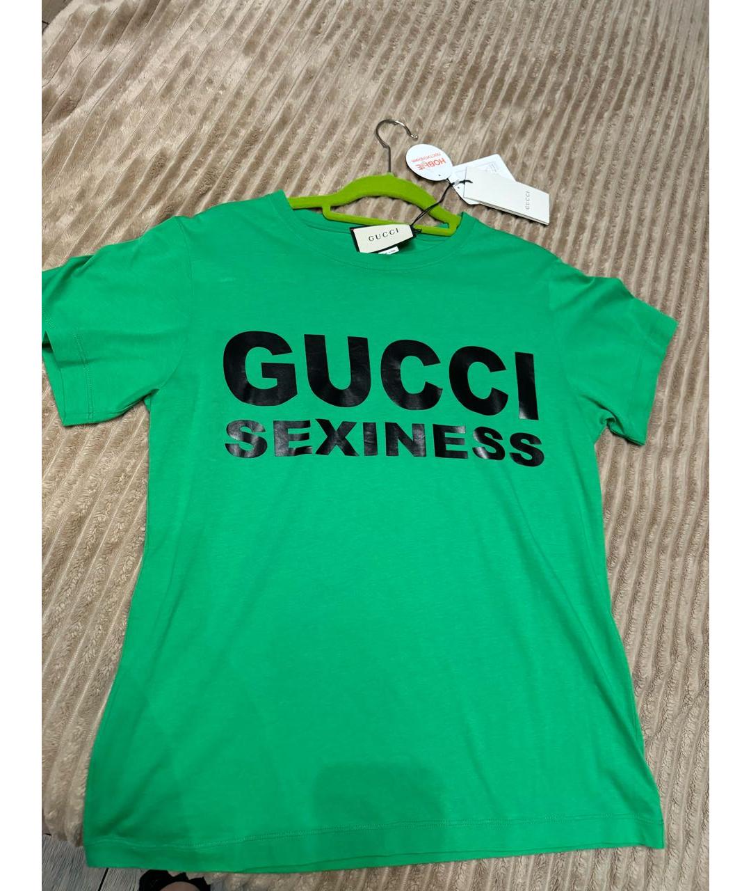 GUCCI Зеленая хлопковая футболка, фото 7
