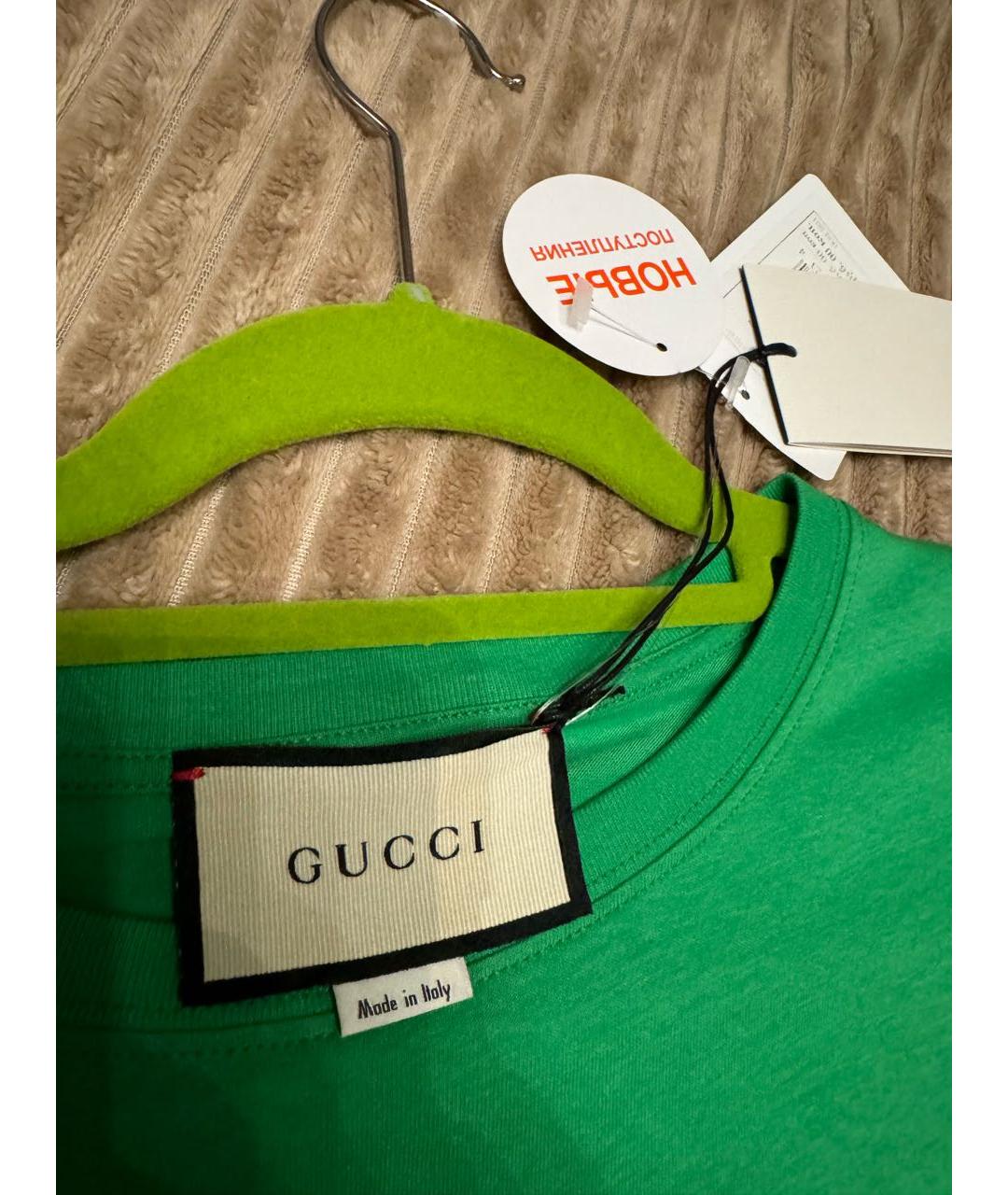 GUCCI Зеленая хлопковая футболка, фото 3