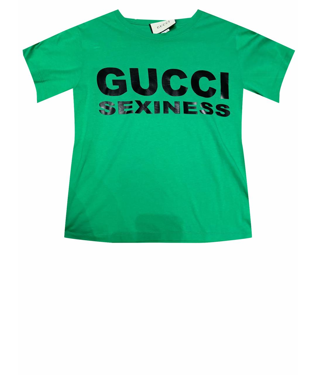 GUCCI Зеленая хлопковая футболка, фото 1