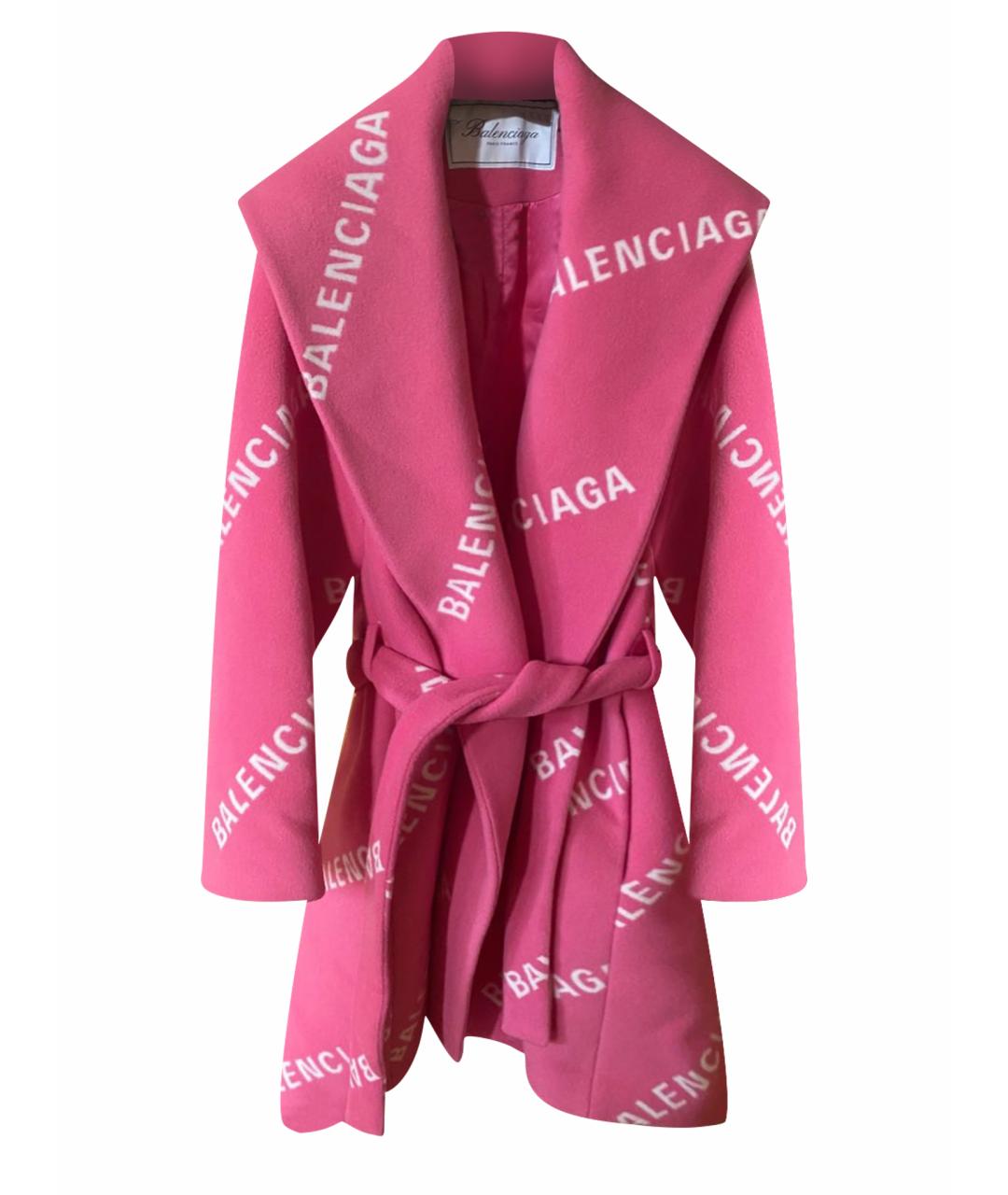 BALENCIAGA Розовое шерстяное пальто, фото 1