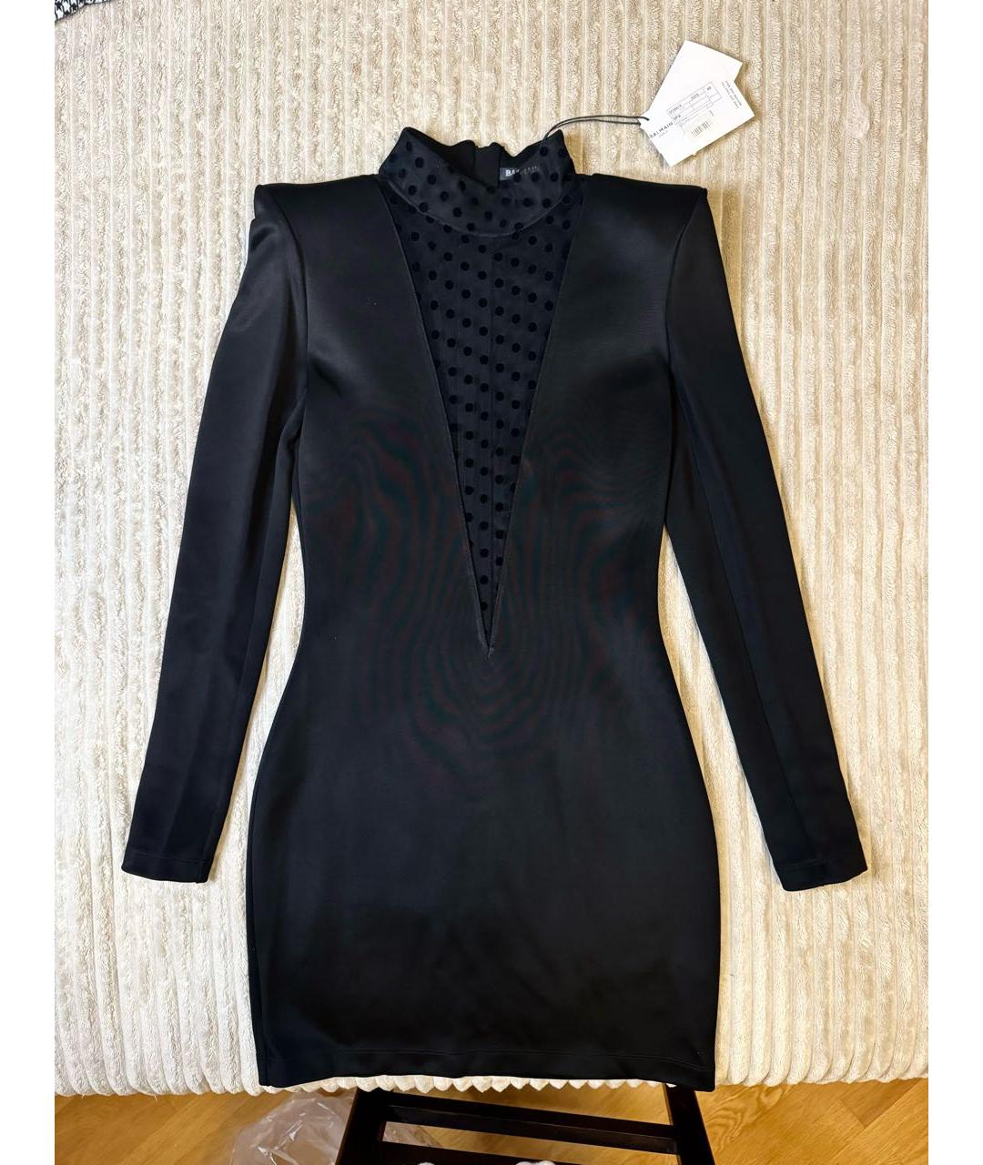BALMAIN Черное полиамидовое вечернее платье, фото 8