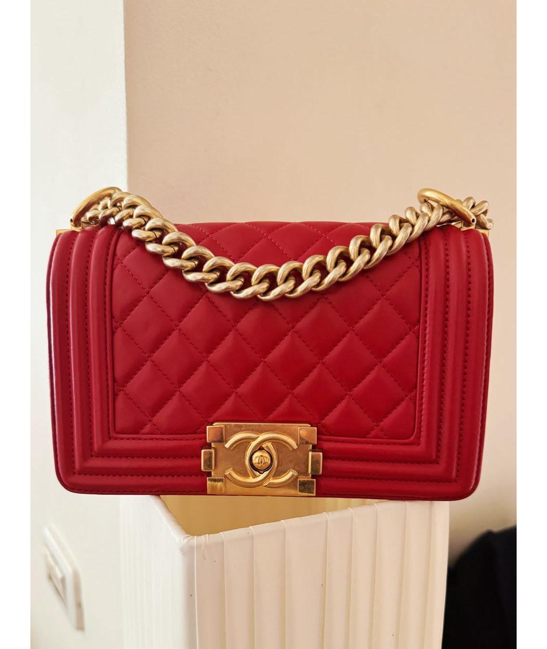 CHANEL PRE-OWNED Красная кожаная сумка через плечо, фото 9