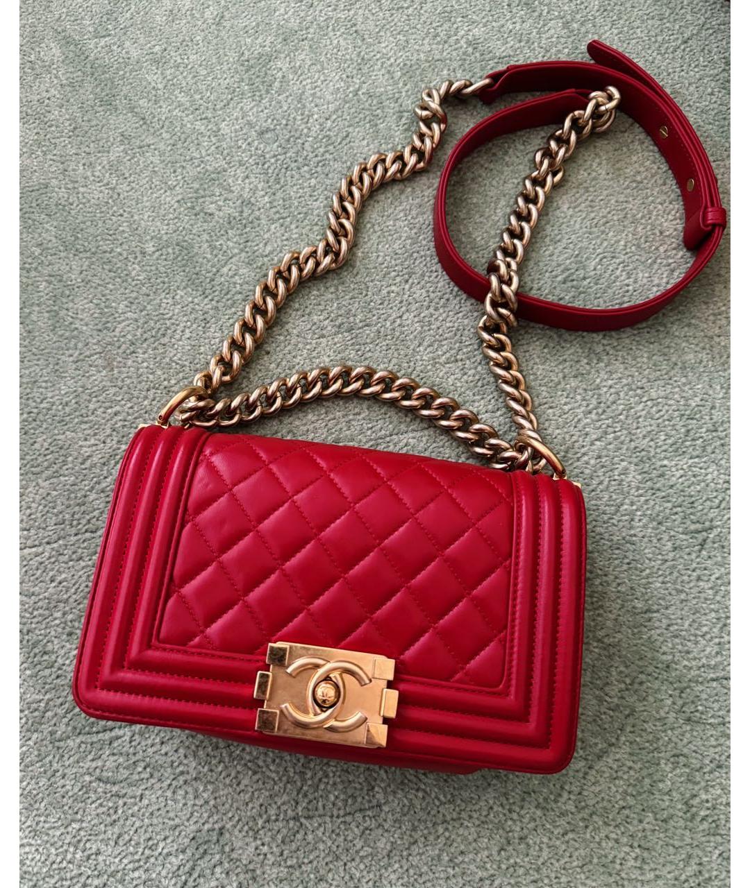 CHANEL PRE-OWNED Красная кожаная сумка через плечо, фото 2