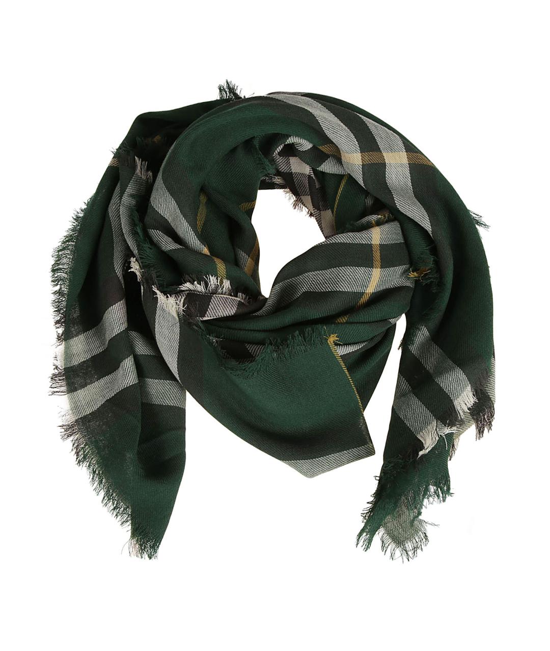 BURBERRY Зеленый шерстяной шарф, фото 1