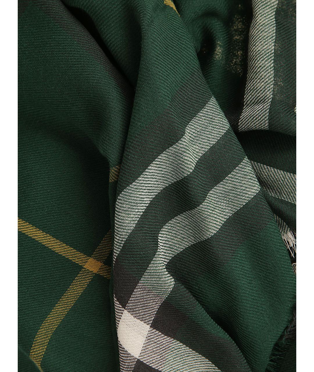 BURBERRY Зеленый шерстяной шарф, фото 2