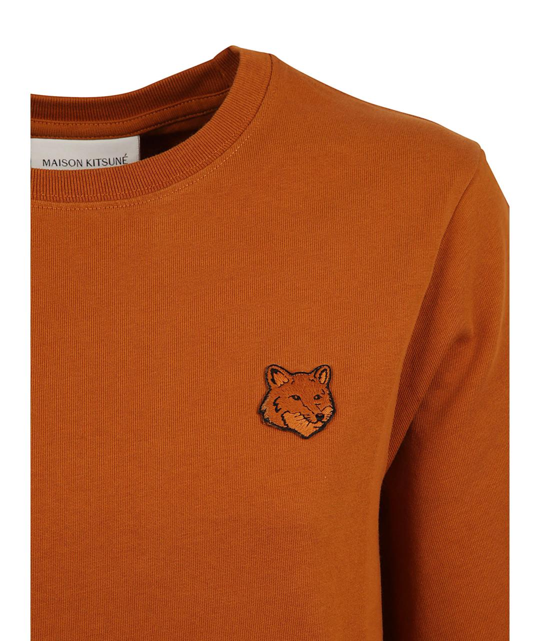 MAISON KITSUNE Оранжевая хлопковая футболка, фото 3