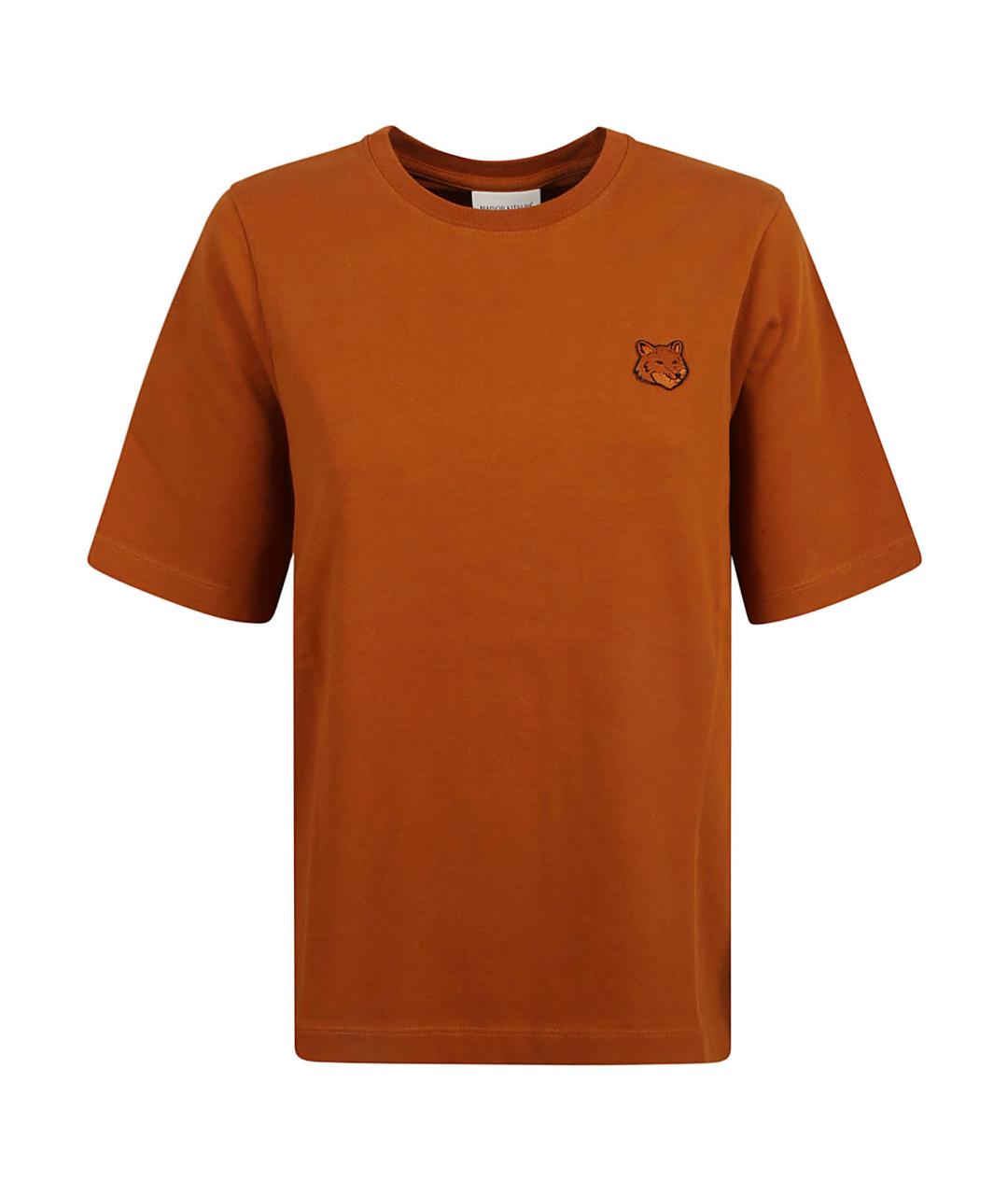 MAISON KITSUNE Оранжевая хлопковая футболка, фото 1