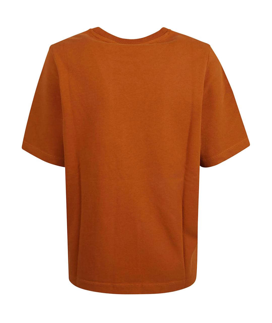 MAISON KITSUNE Оранжевая хлопковая футболка, фото 2