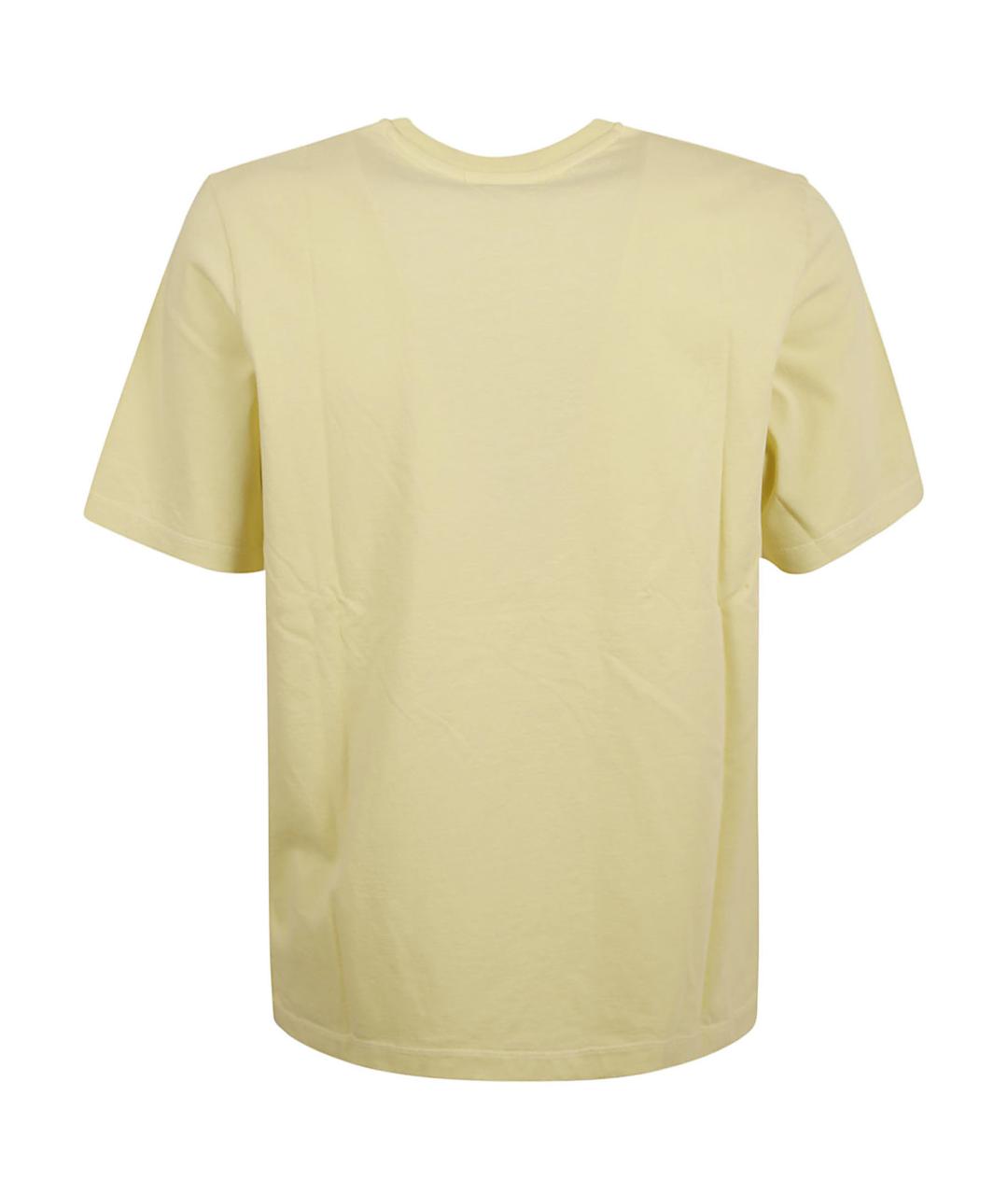MAISON KITSUNE Желтая хлопковая футболка, фото 2
