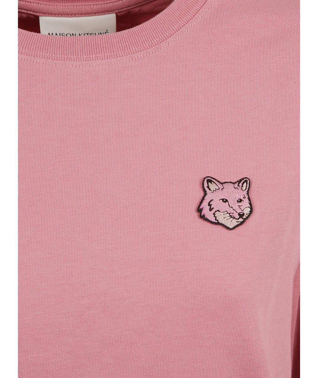 MAISON KITSUNE Розовая хлопковая футболка, фото 3