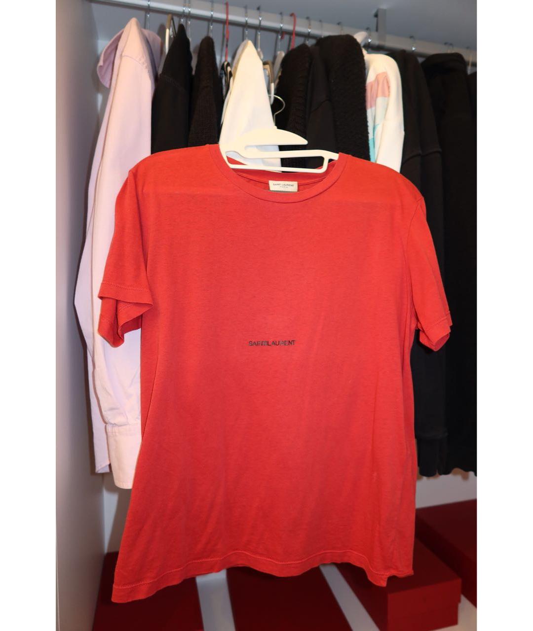 SAINT LAURENT Красная хлопковая футболка, фото 3