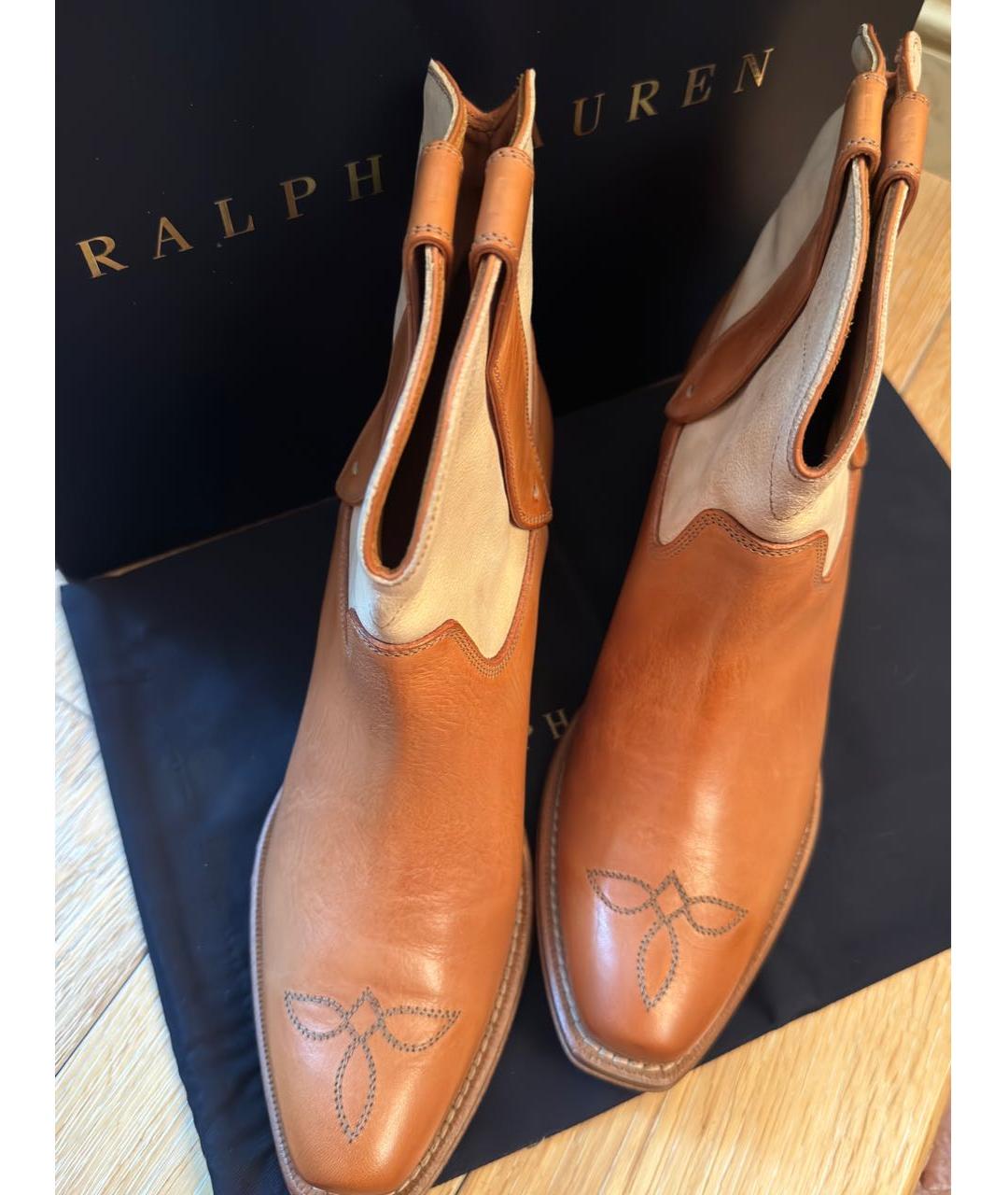 RALPH LAUREN COLLECTION Оранжевое кожаные ботинки, фото 3