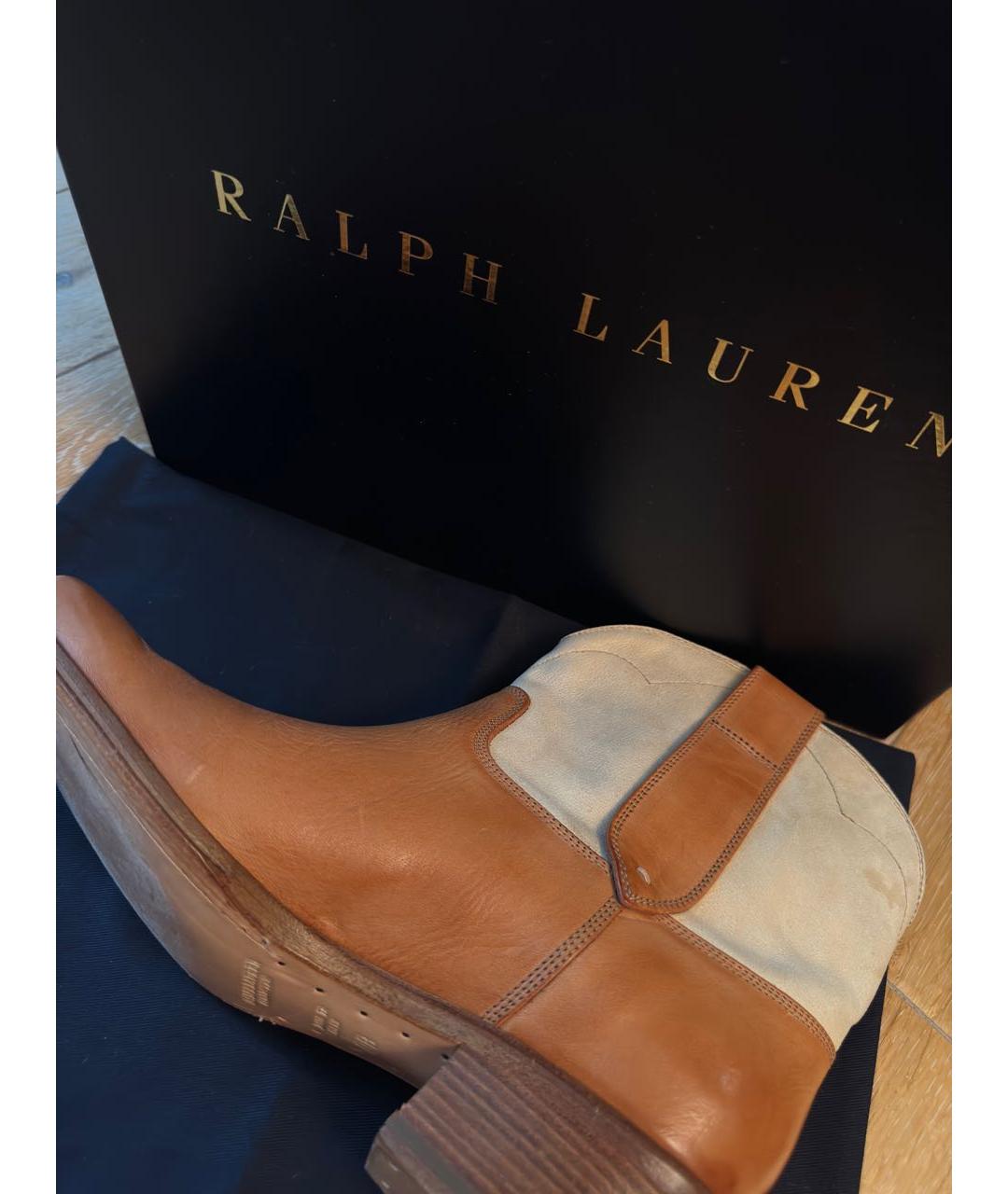 RALPH LAUREN COLLECTION Оранжевое кожаные ботинки, фото 7