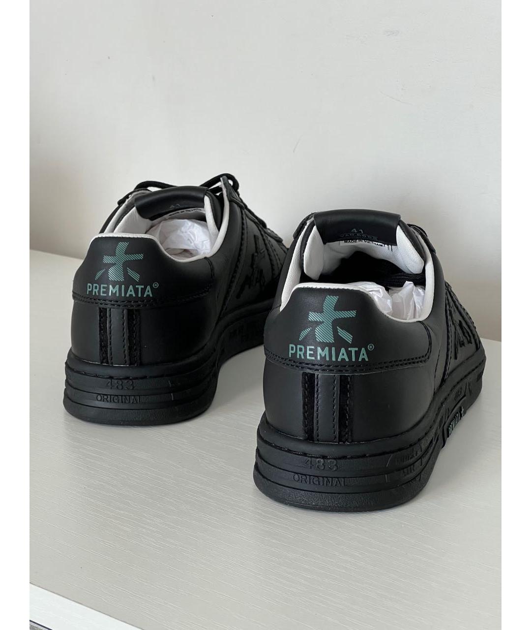 PREMIATA Черные кожаные низкие кроссовки / кеды, фото 4