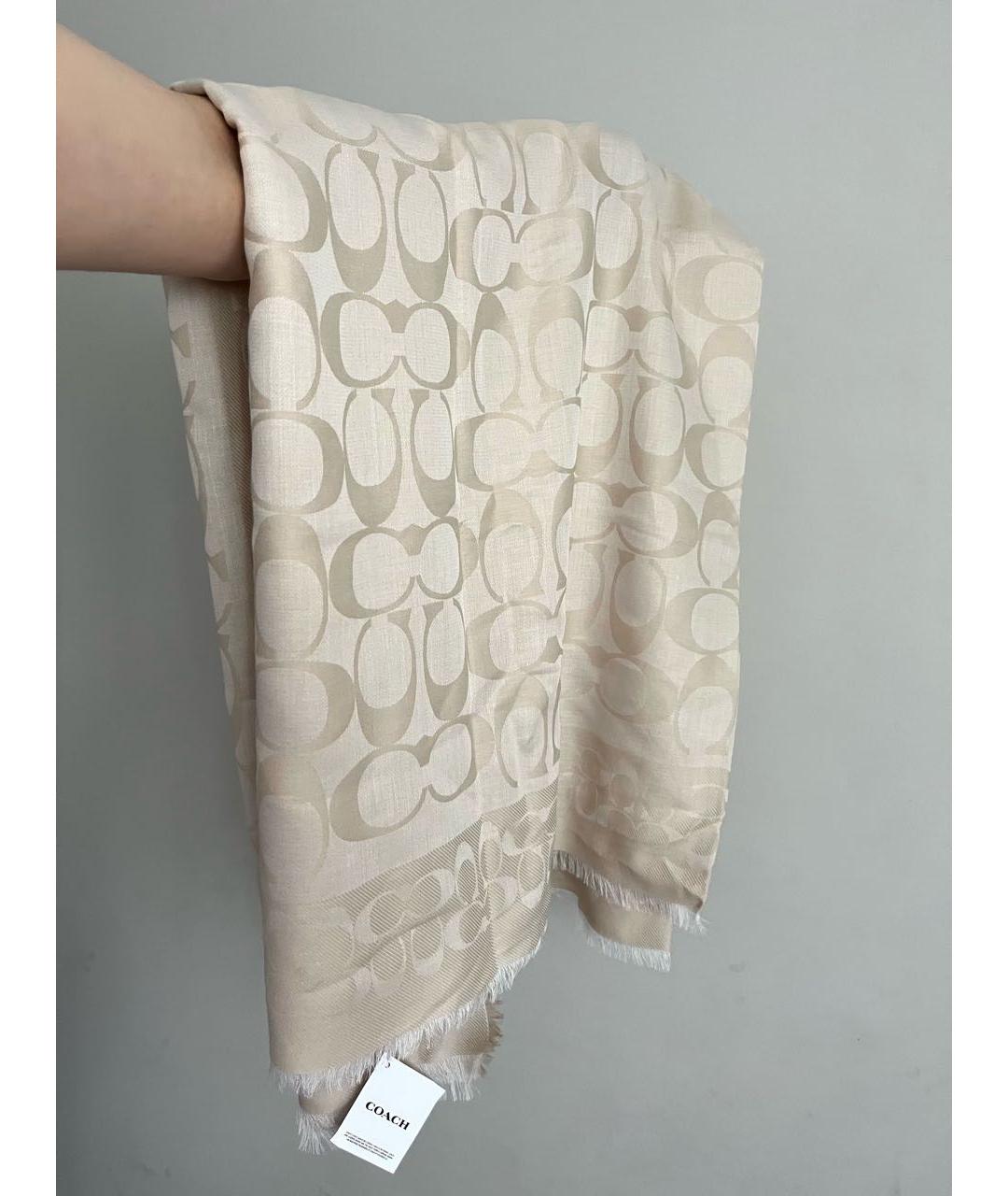 COACH Бежевый хлопковый платок, фото 3
