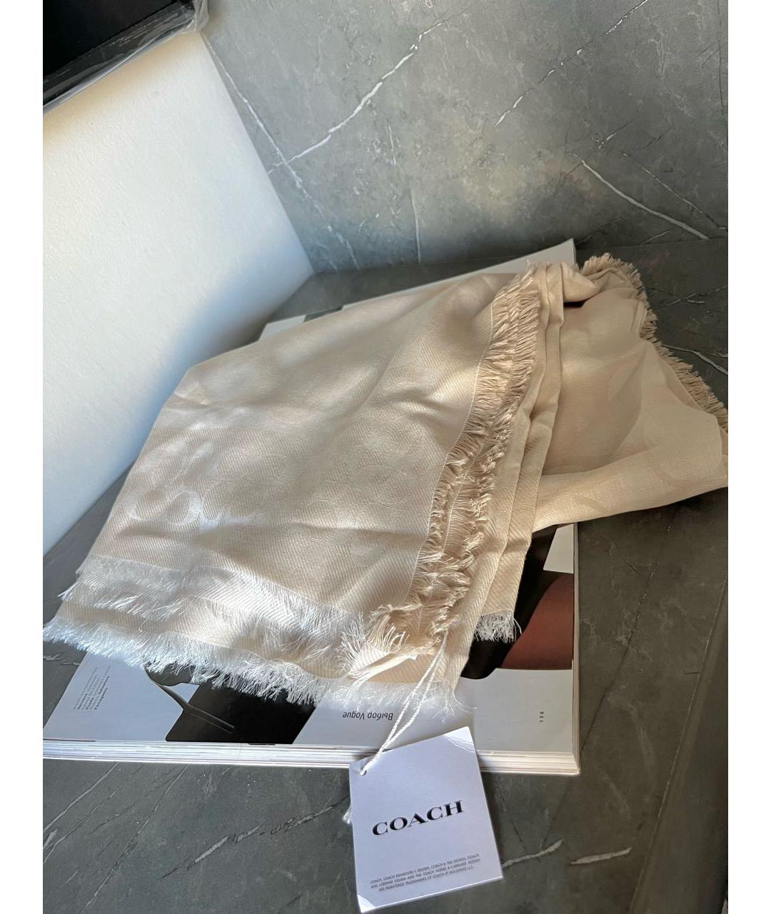 COACH Бежевый хлопковый платок, фото 4