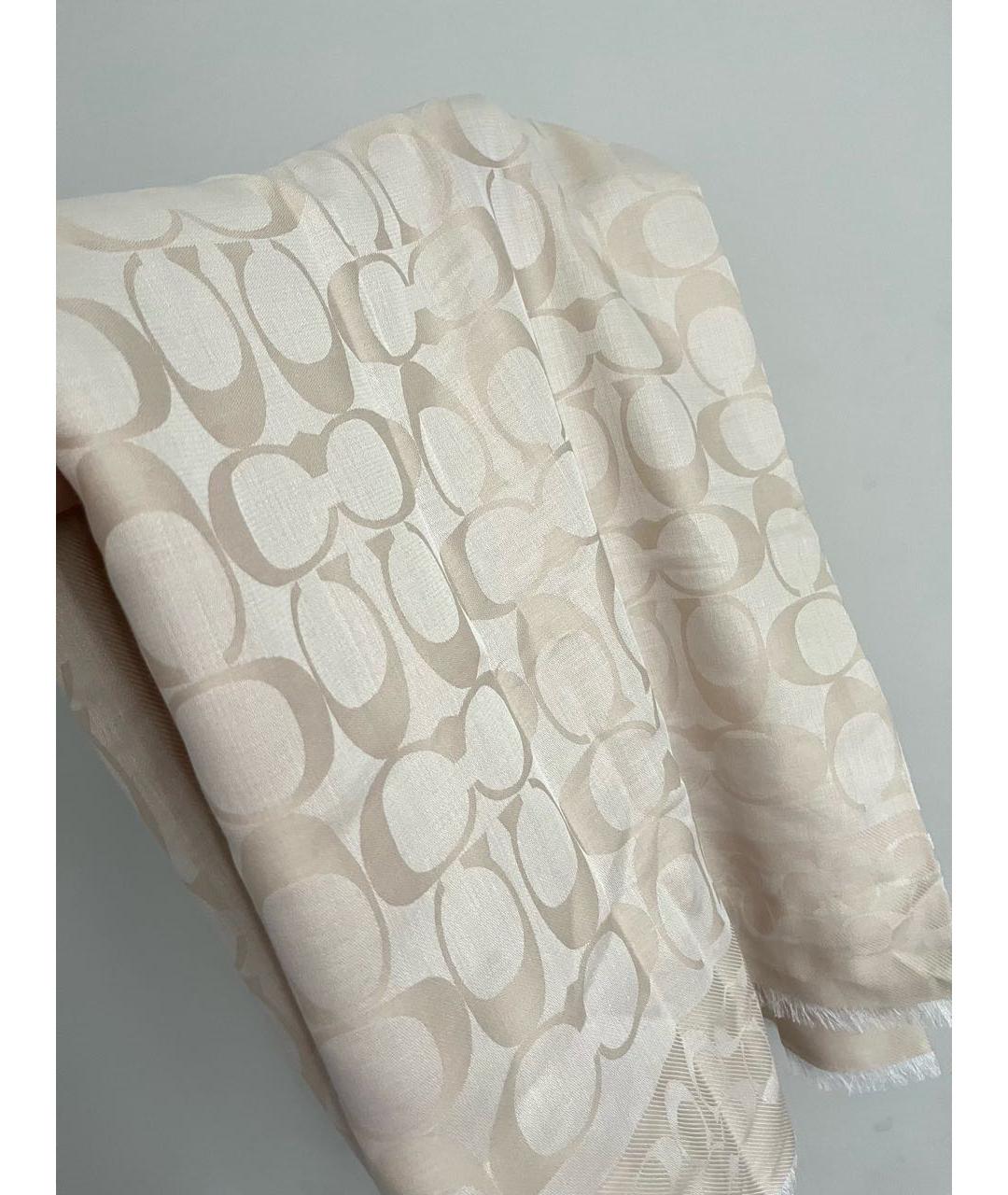 COACH Бежевый хлопковый платок, фото 5