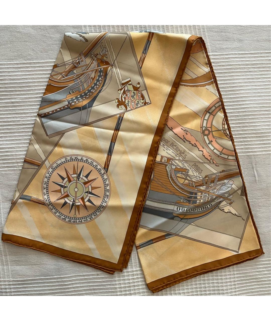 HERMES PRE-OWNED Бежевый шелковый платок, фото 4