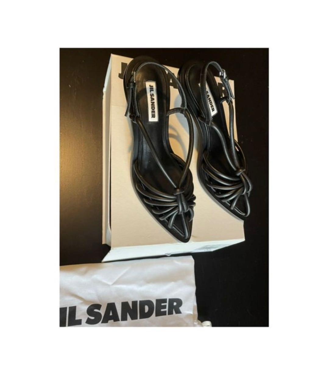 JIL SANDER Черные кожаные босоножки, фото 4