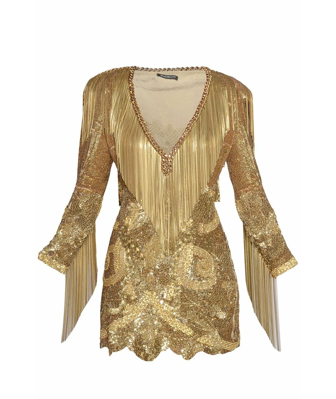 BALMAIN Золотое повседневное платье, фото 1