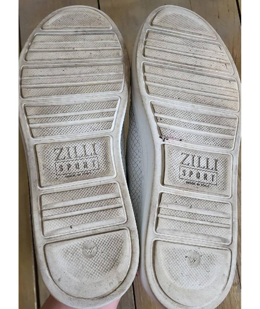 ZILLI Белые кожаные низкие кроссовки / кеды, фото 5