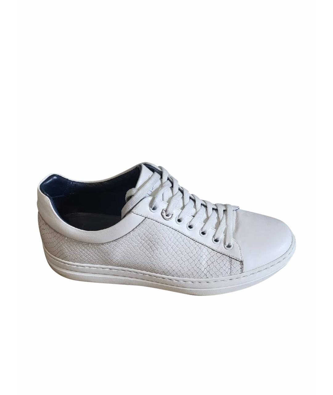 ZILLI Белые кожаные низкие кроссовки / кеды, фото 1