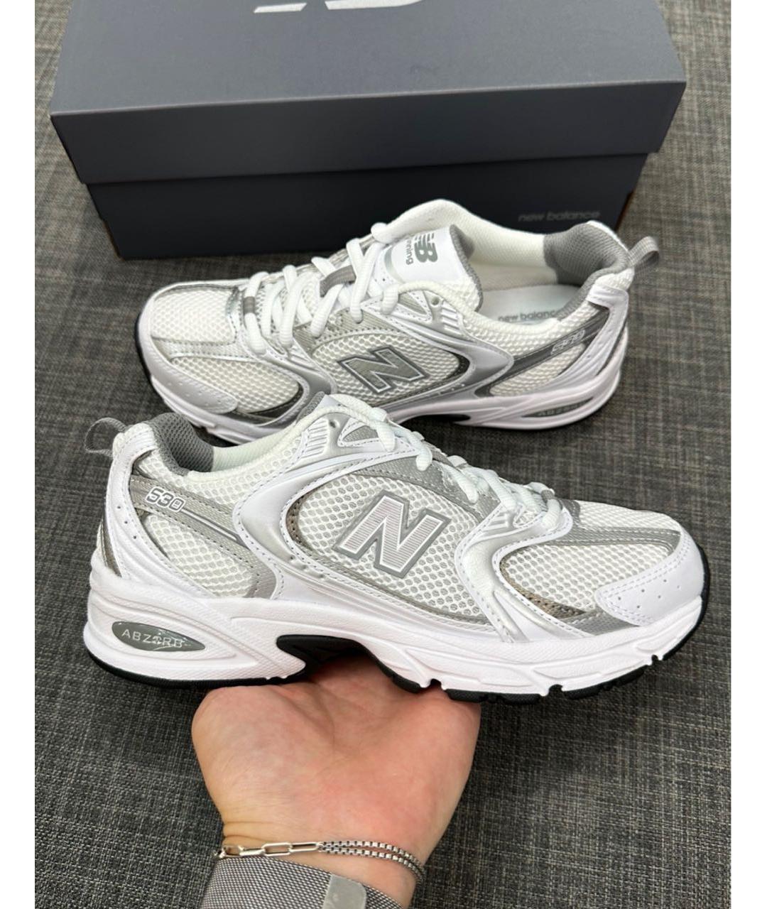 NEW BALANCE Серебряные текстильные кроссовки, фото 2