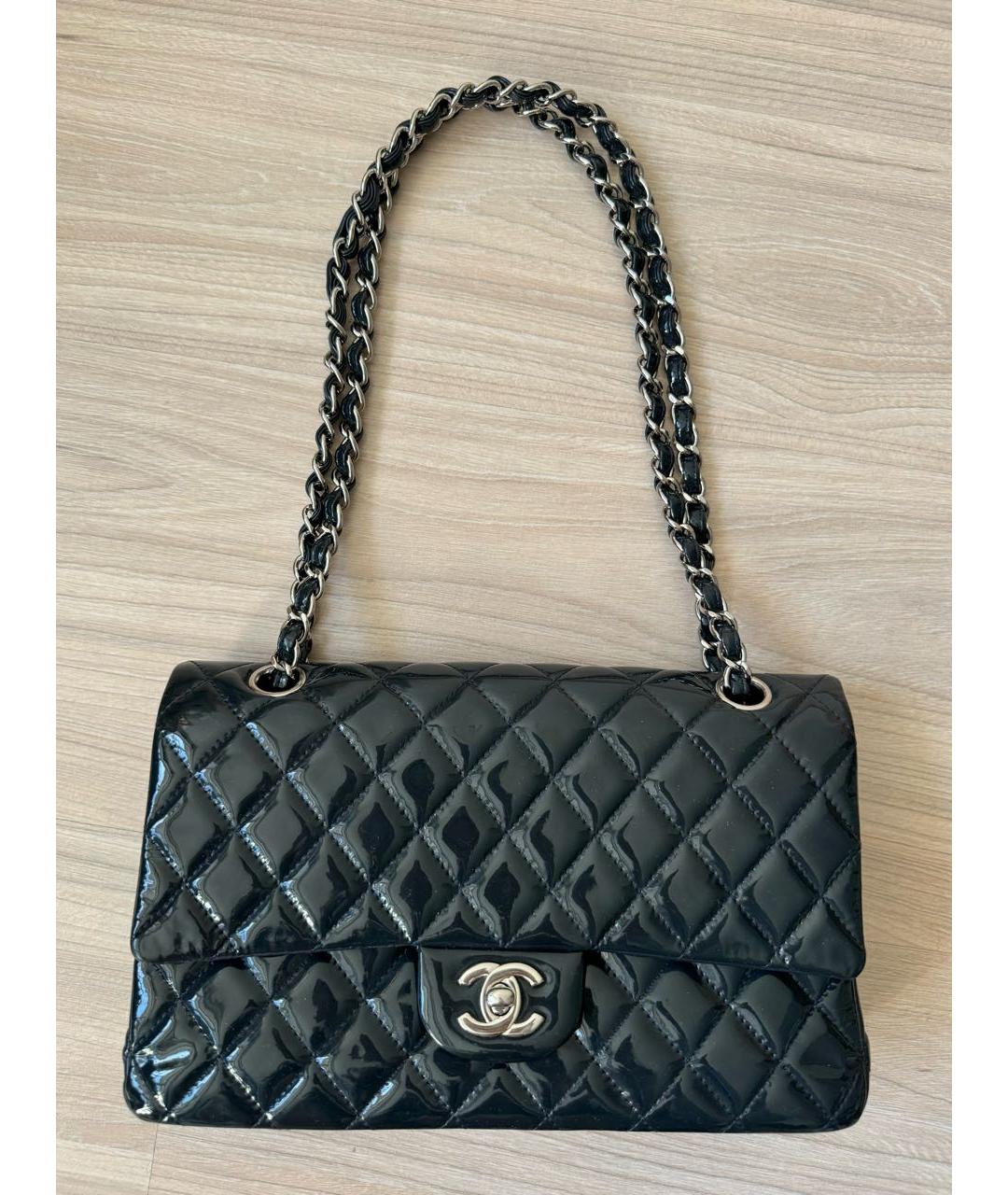 CHANEL PRE-OWNED Темно-синяя сумка через плечо из лакированной кожи, фото 9