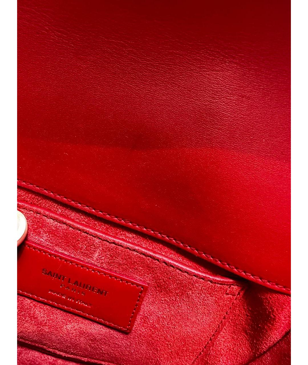 SAINT LAURENT Красная кожаная сумка через плечо, фото 6