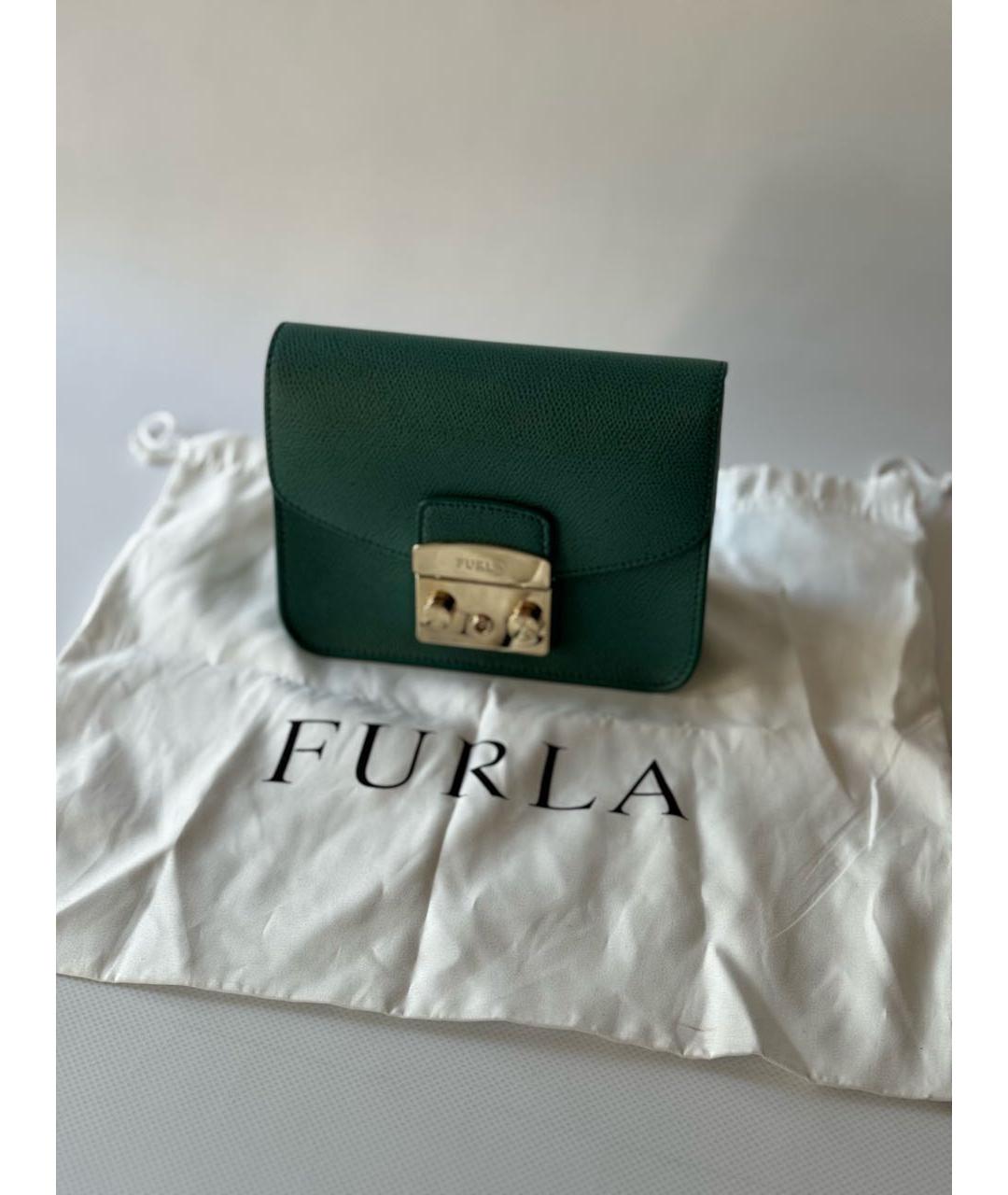 FURLA Зеленая кожаная сумка через плечо, фото 4