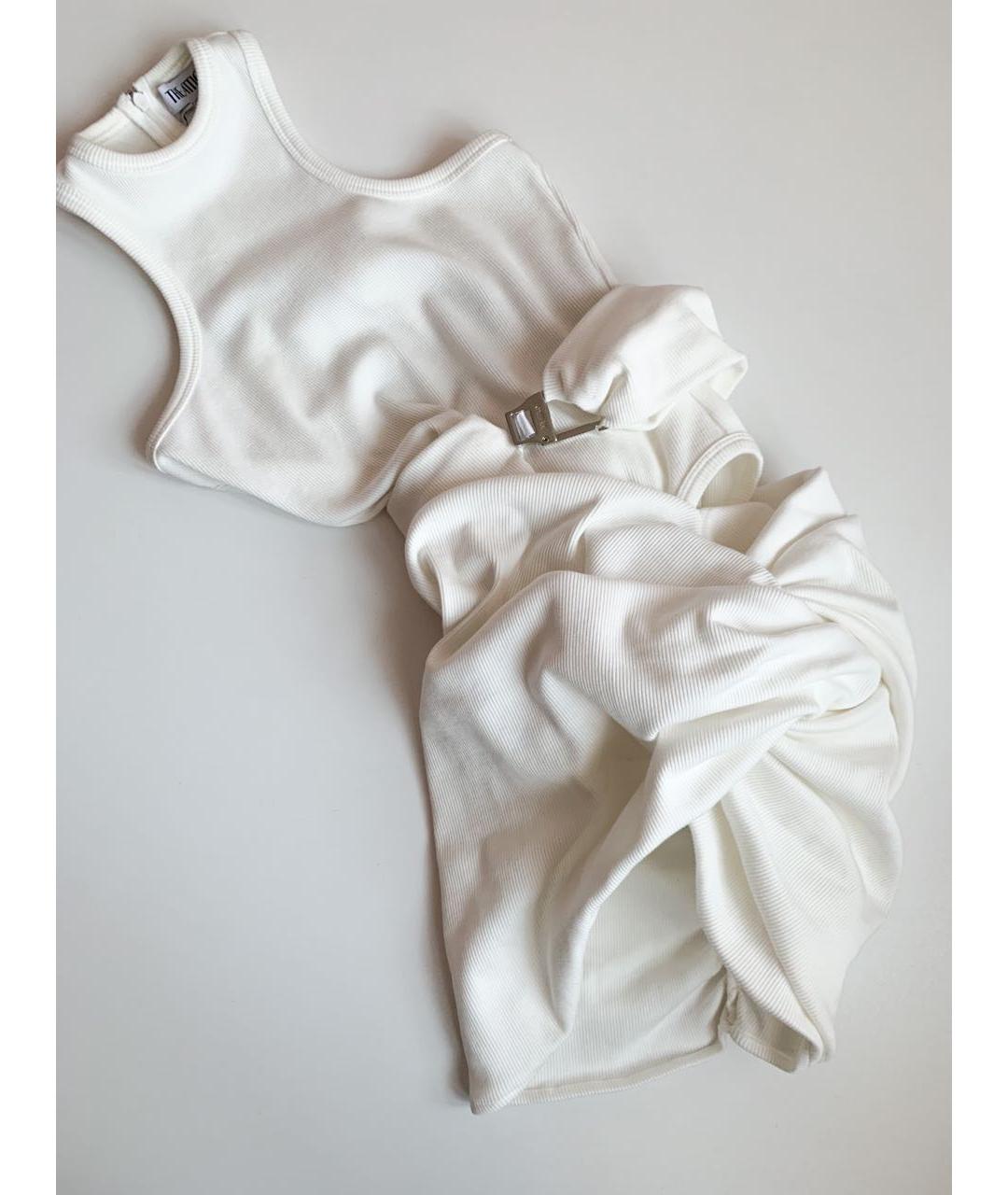 THE ATTICO Белое хлопко-эластановое повседневное платье, фото 4