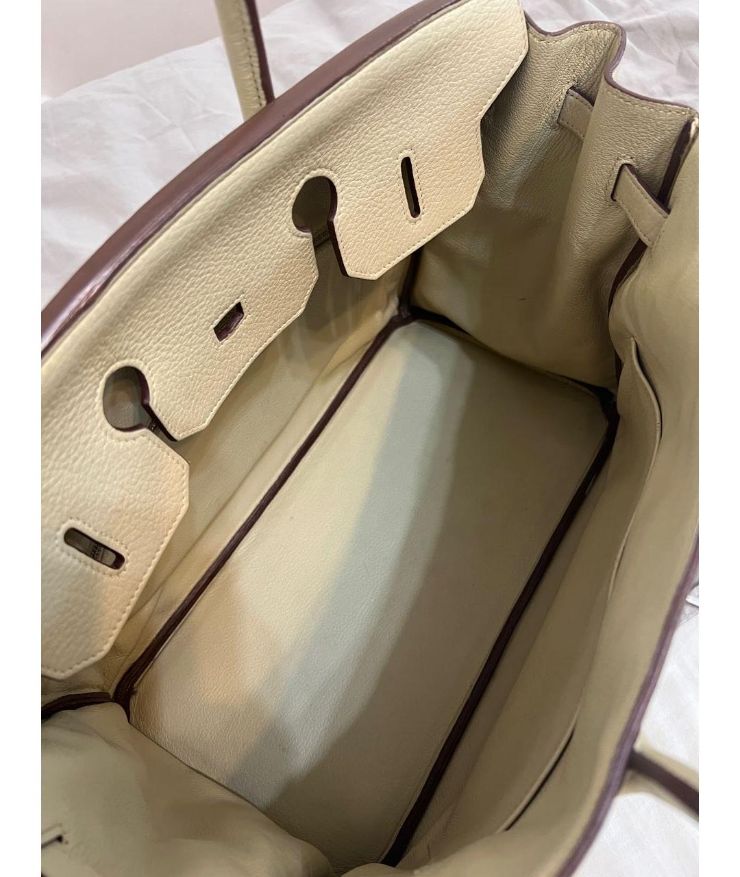 HERMES PRE-OWNED Бежевая кожаная сумка с короткими ручками, фото 4